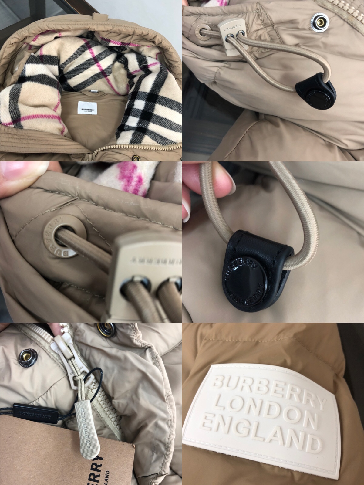 Burberry Hooded Down Jacket Khaki
