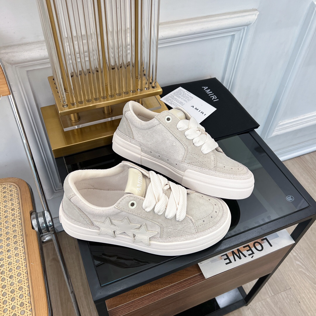 Amiri Star-Panel Low-Top Sneakers Beige