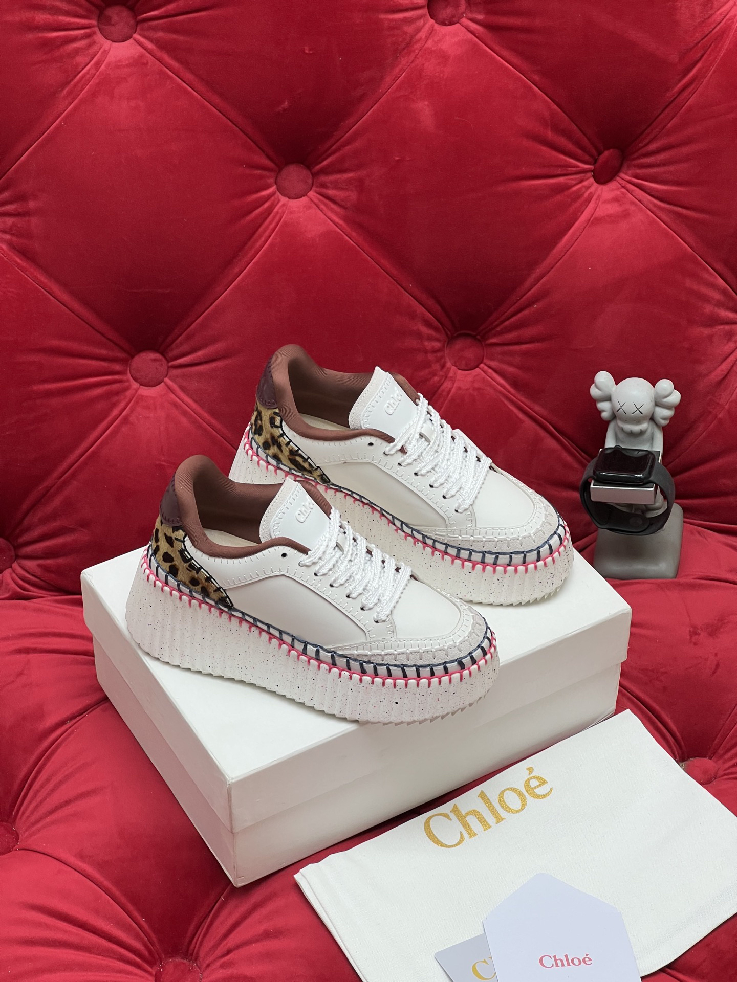 Chloe Leopard Platform Sneakers Multi