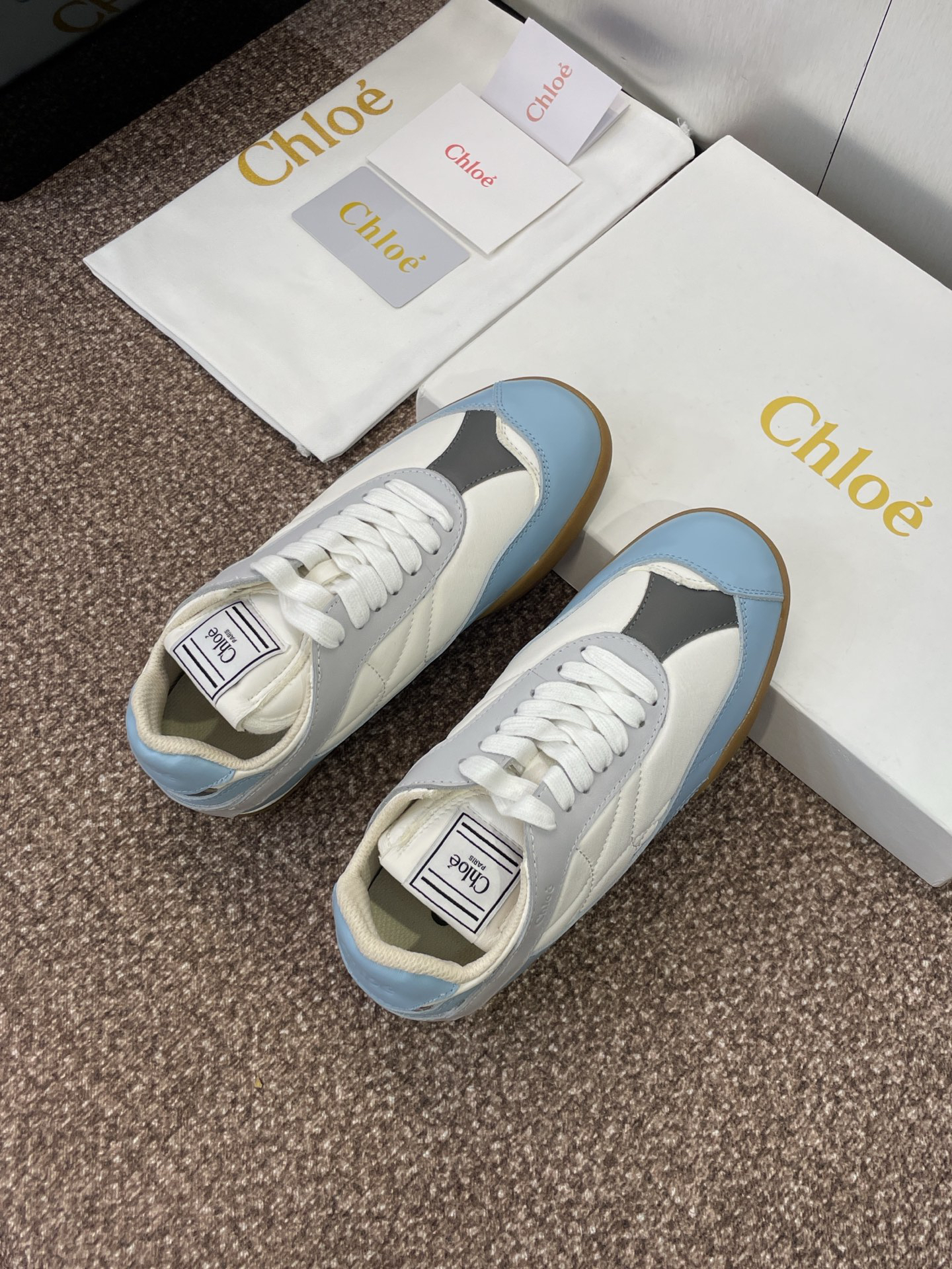 Chloe Lace-Up Runner Sneakers Blue