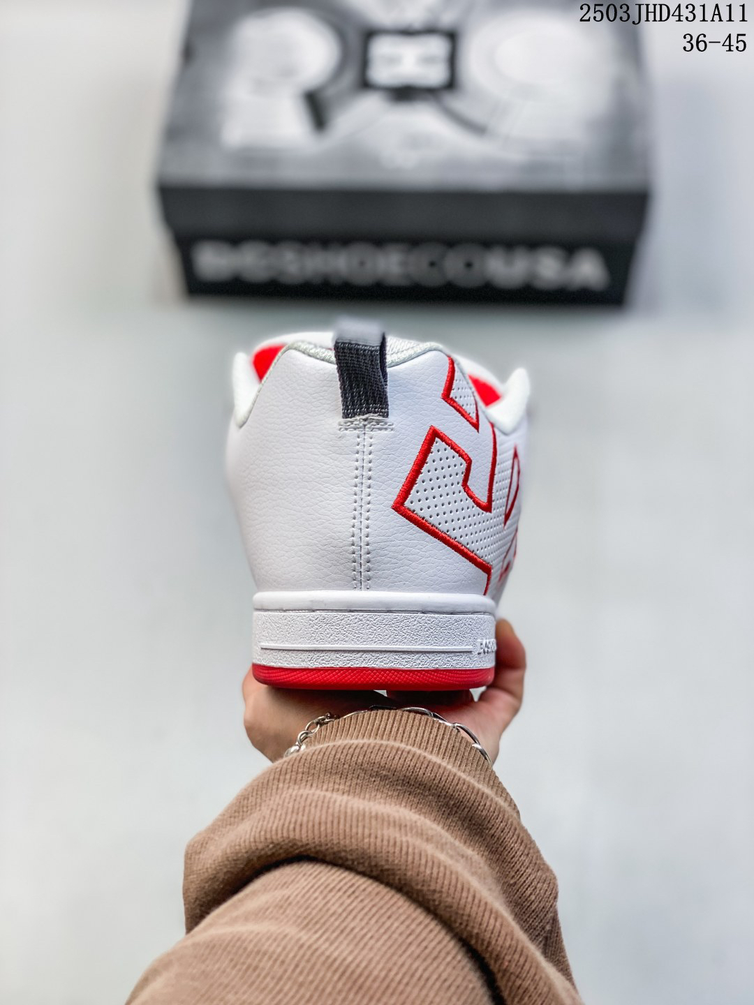 DC Shoes Low-Top Leather Sneakers White/Red