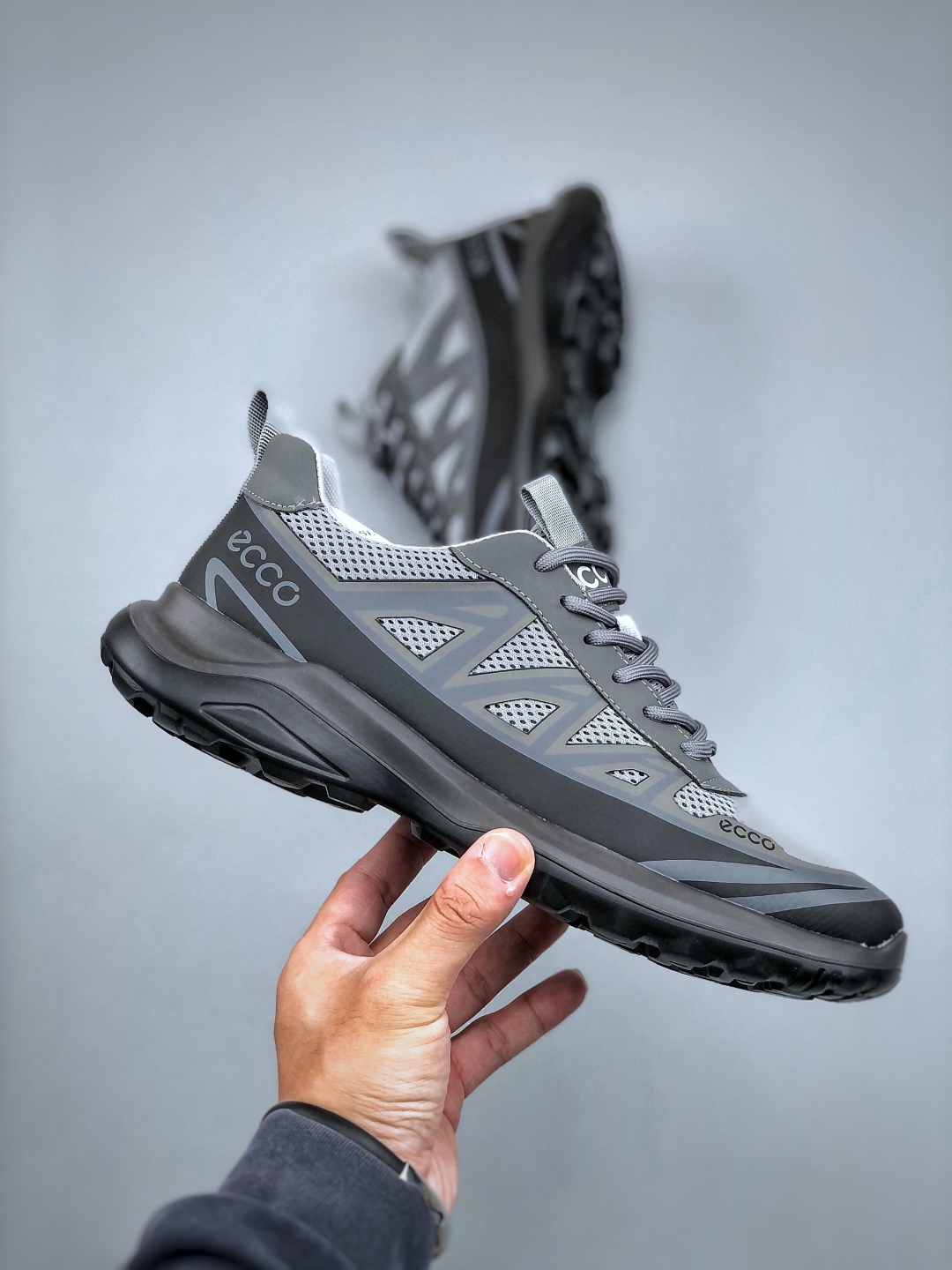 ECCO Breathable Trail Running Sneakers Gray