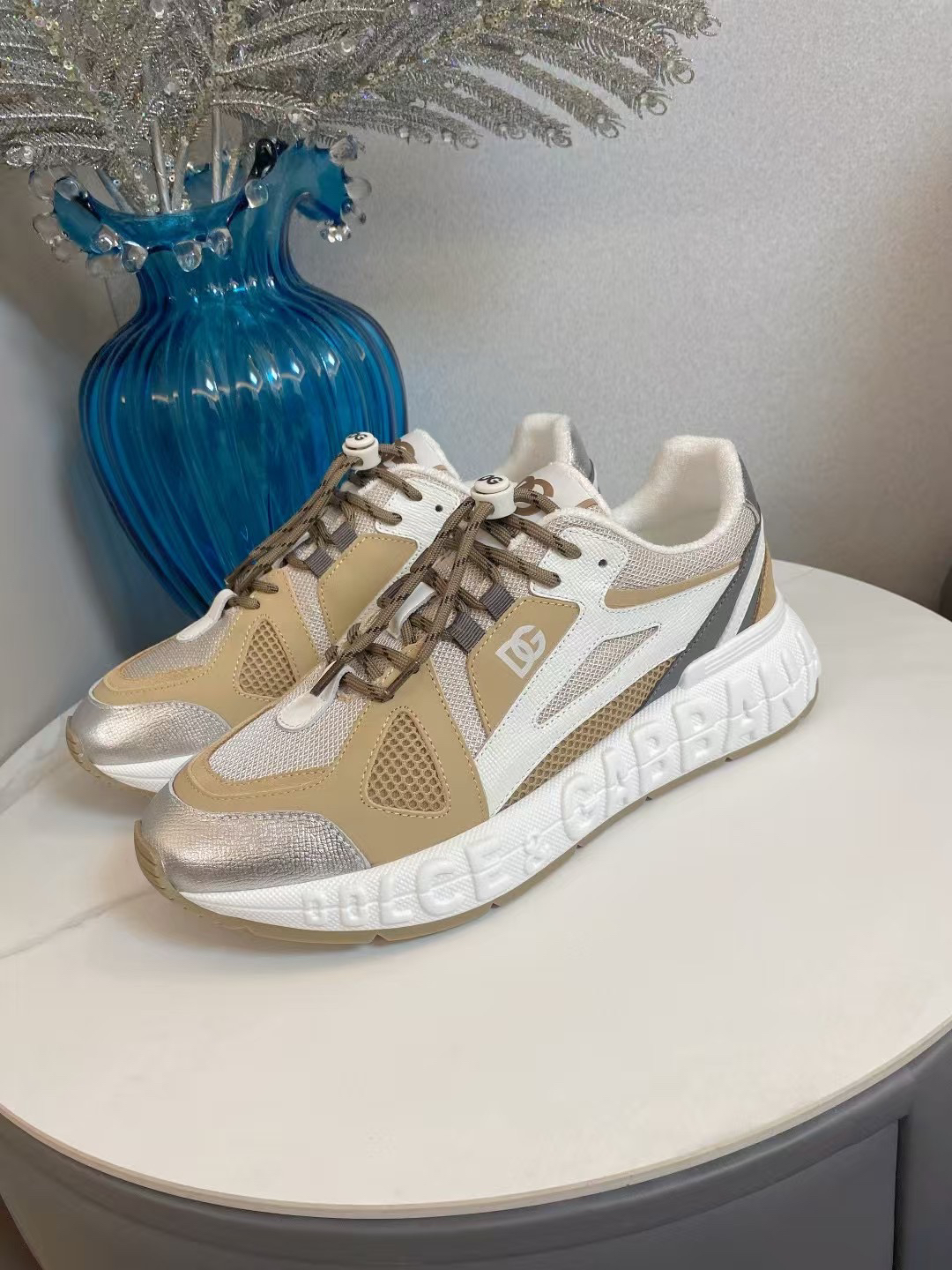 D&G Leather Mesh Sneakers Khaki