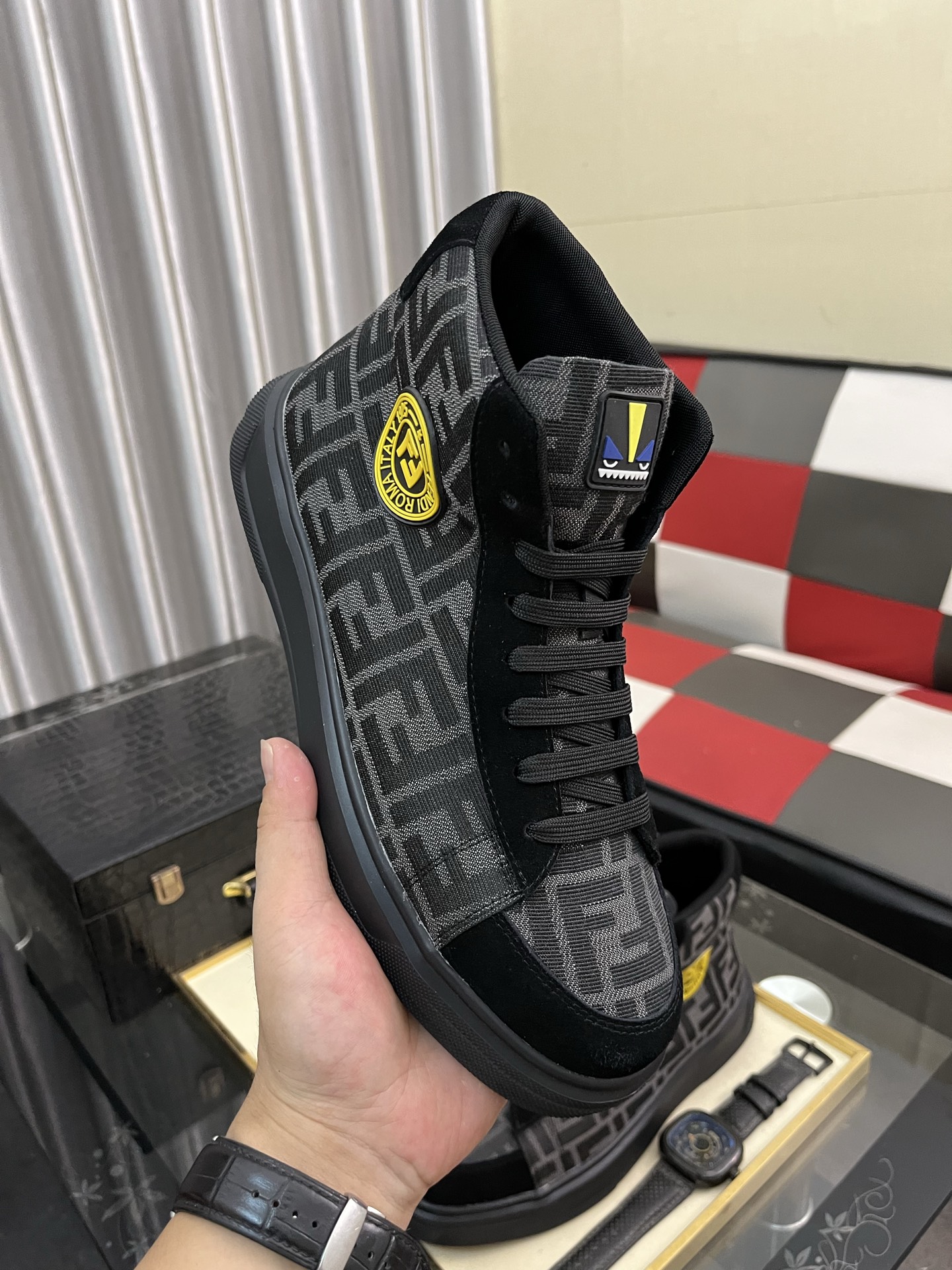 Fendi FF High-Top Sneakers Black