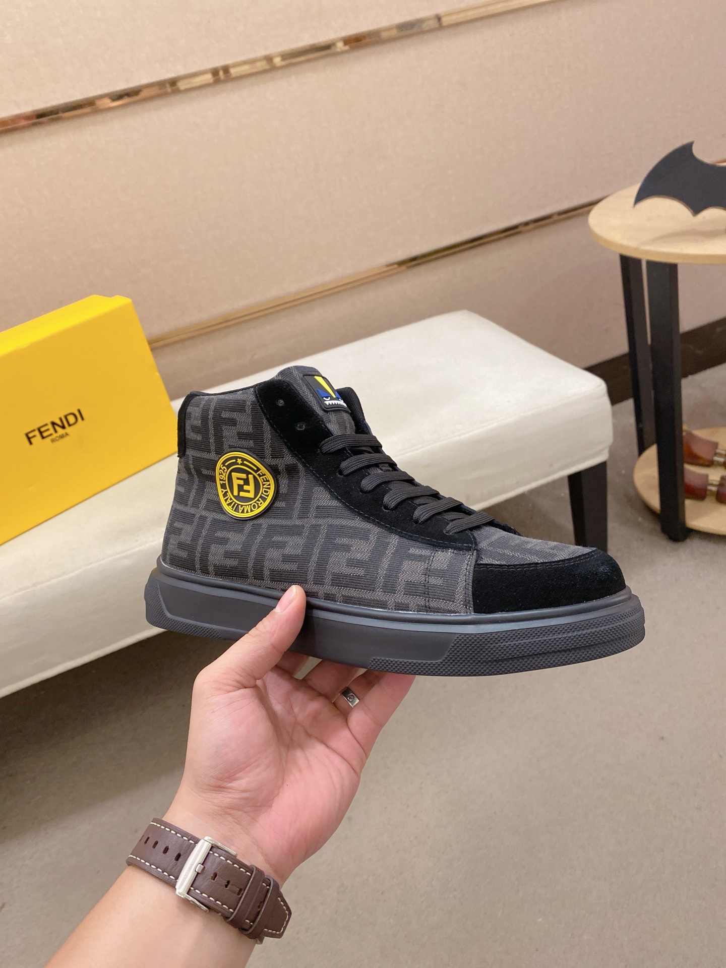 Fendi FF High-Top Sneakers Black/Gray
