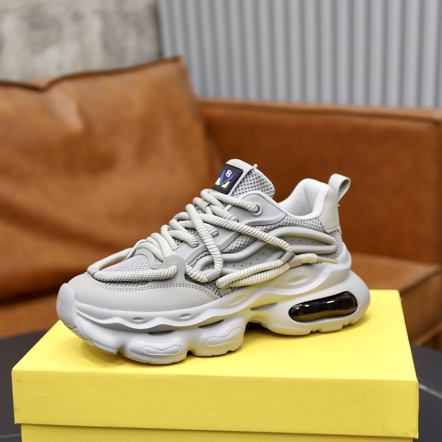 Fendi Breathable Mesh Chunky Sneakers Grey