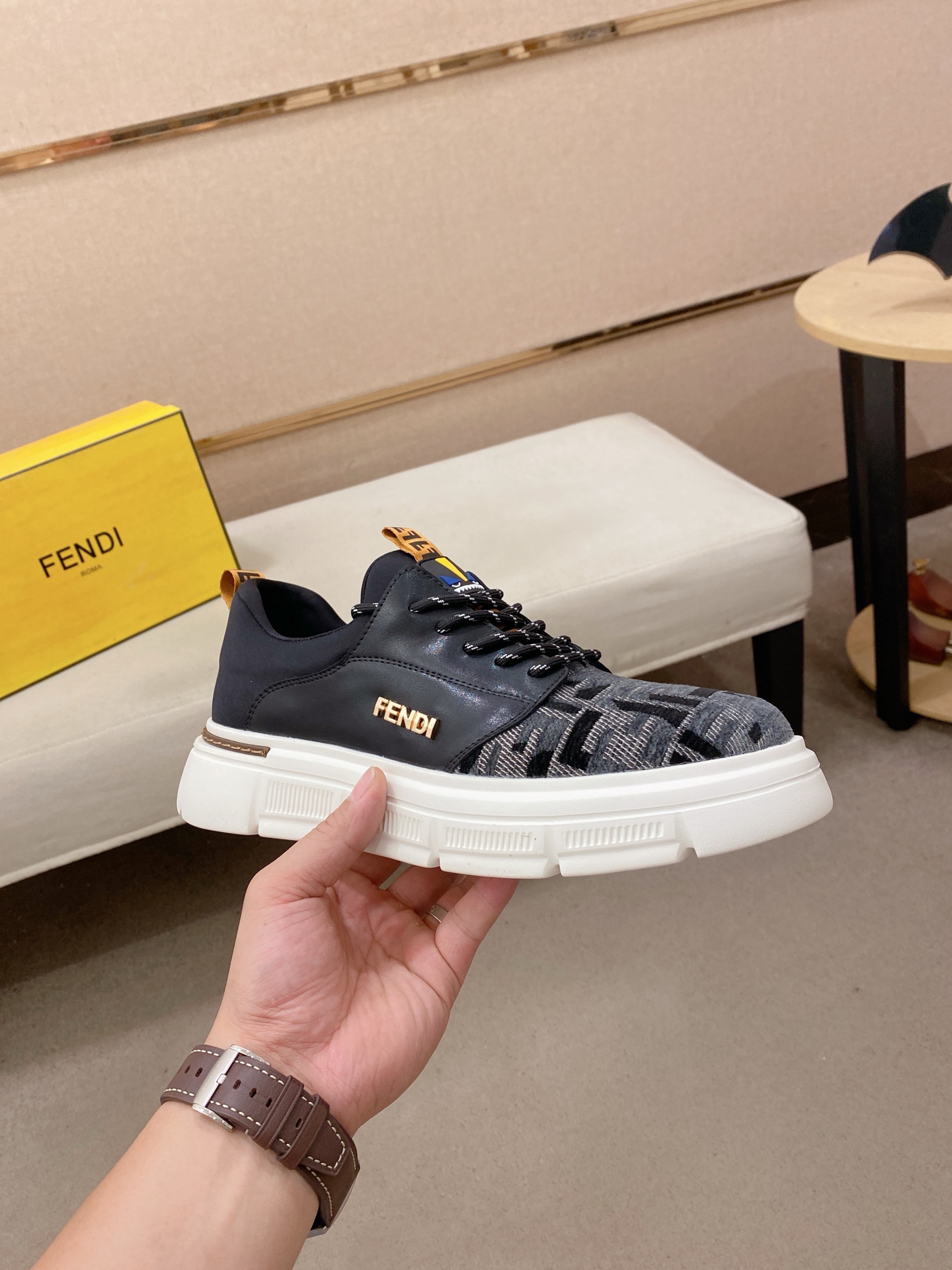 Fendi Logo Chunky Sneakers Black