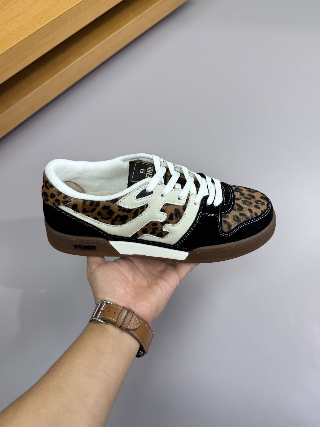 Fendi Leopard Haircalf Sneakers Multicolor