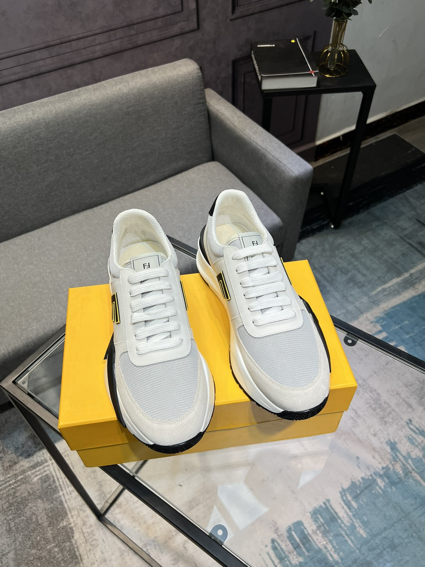 Fendi FF Logo Mesh Sneakers White