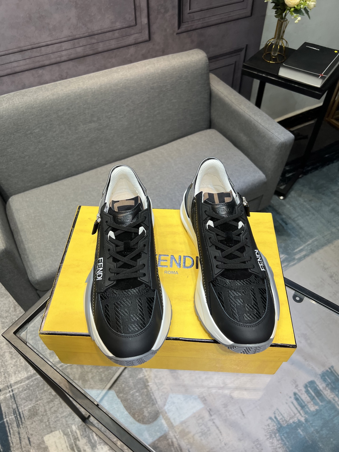 Fendi Flow Mesh Runner Sneakers Black