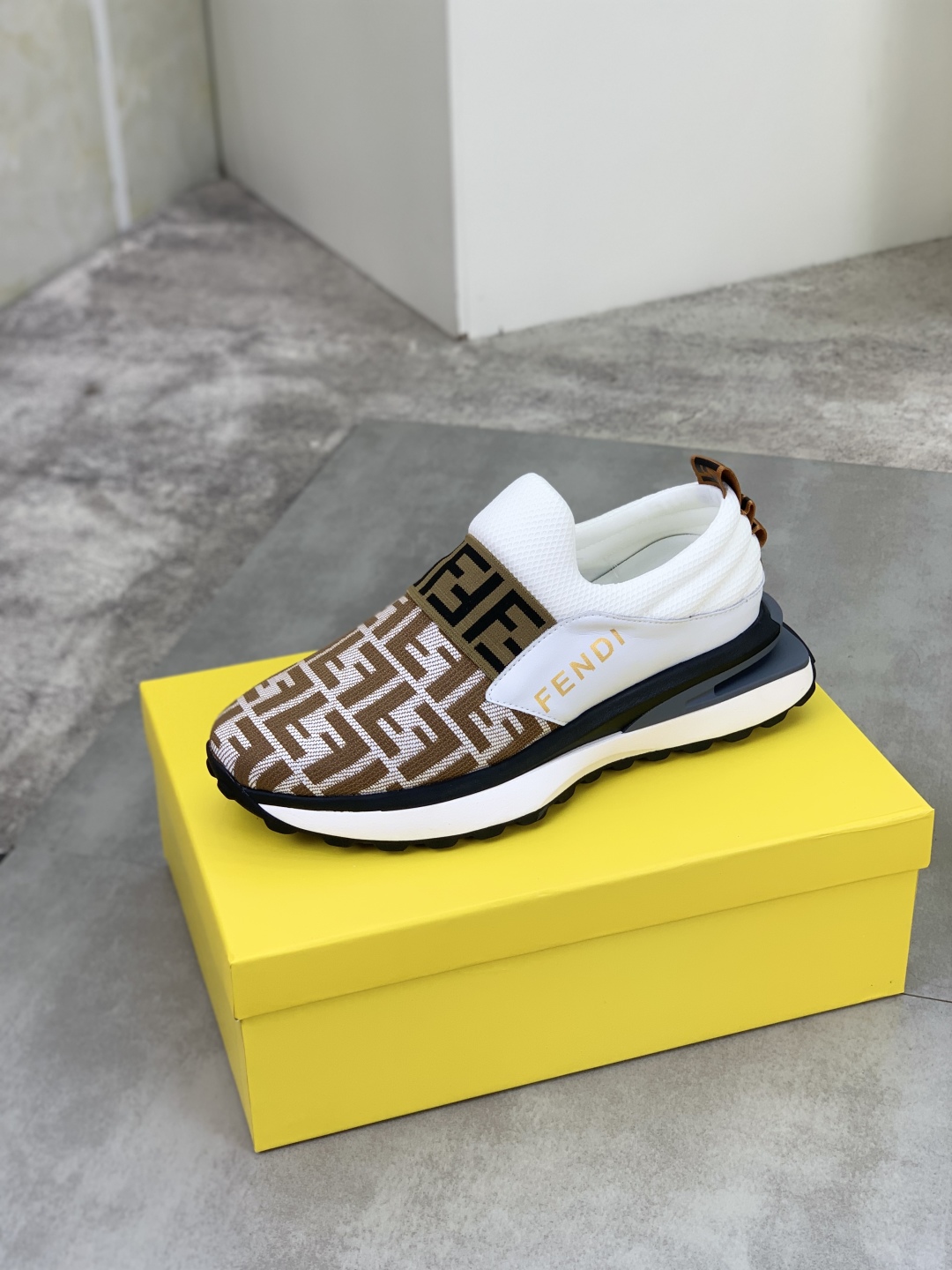 Fendi FF Slip-On Driver Sneakers Brown