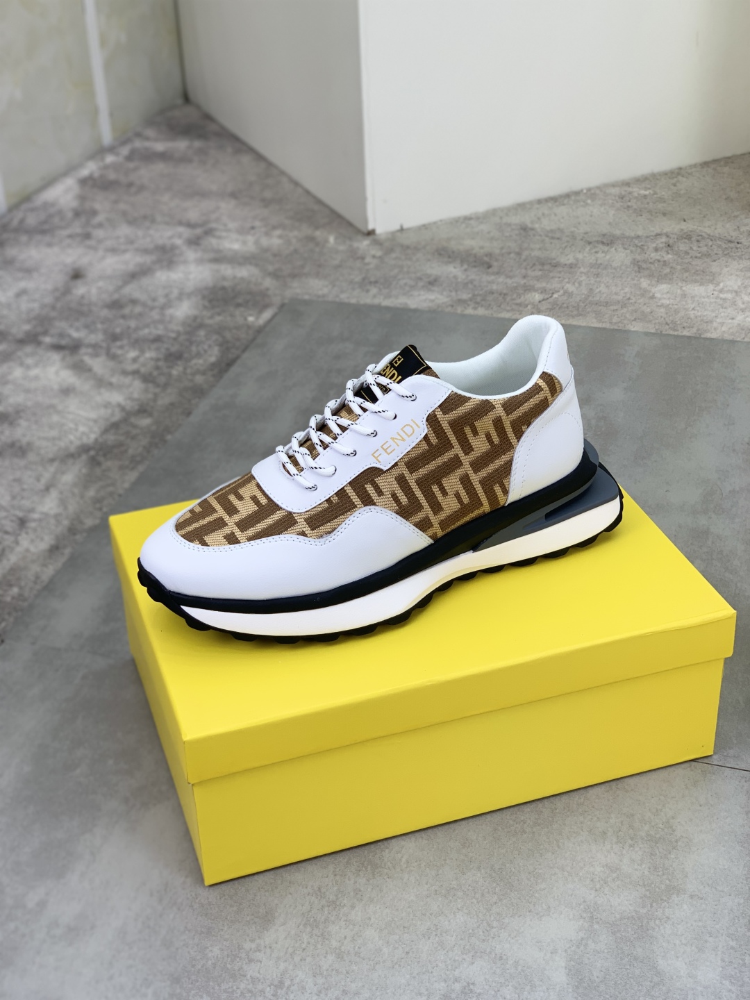 Fendi Monogram Leather Sneakers Brown