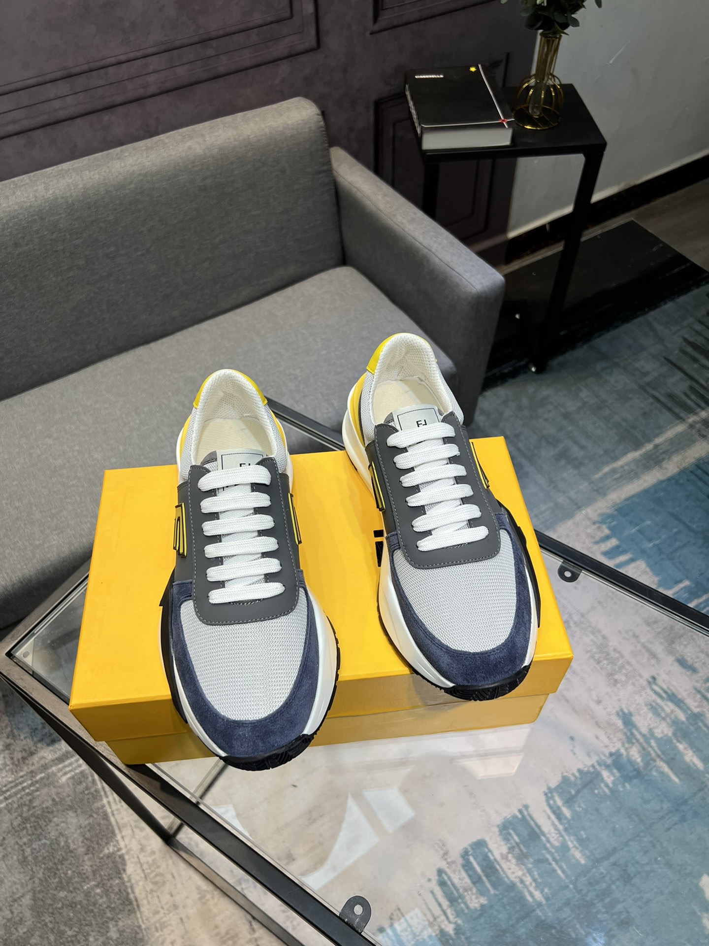 Fendi Mesh Runner Sneakers Grey