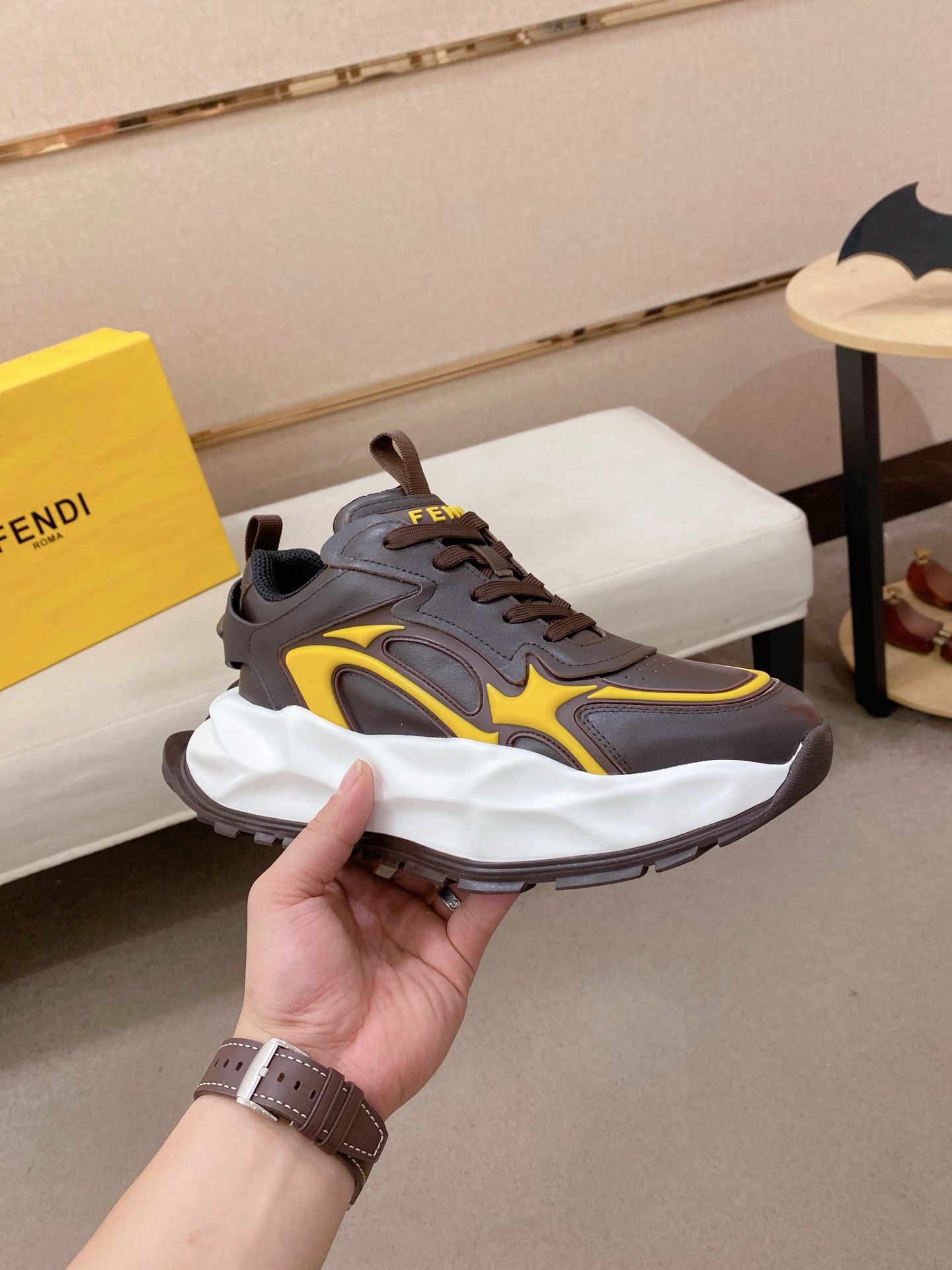 Fendi Flow Chunky Sneakers Brown/Yellow