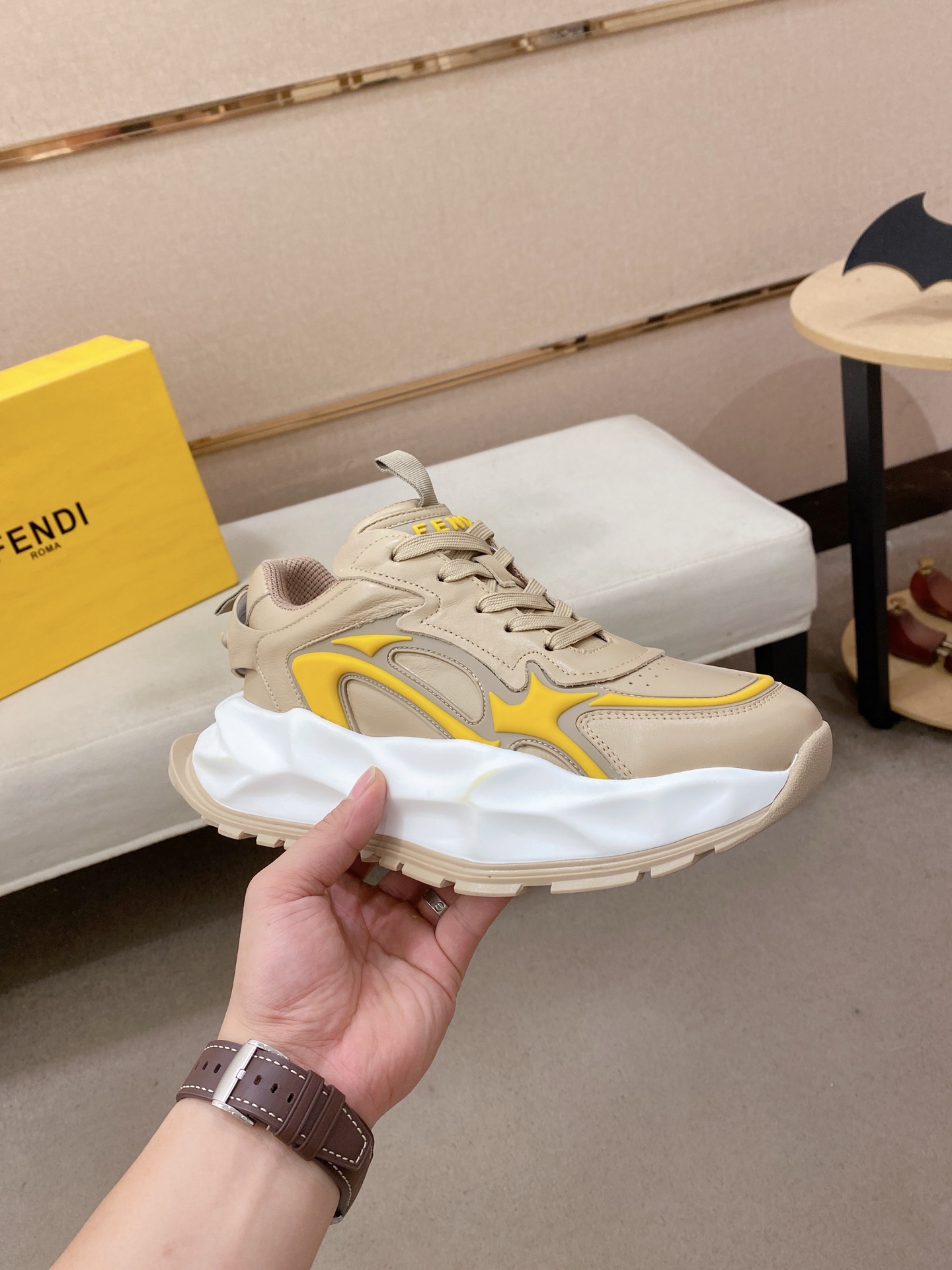 Fendi Flow Chunky Sneakers Beige/Yellow
