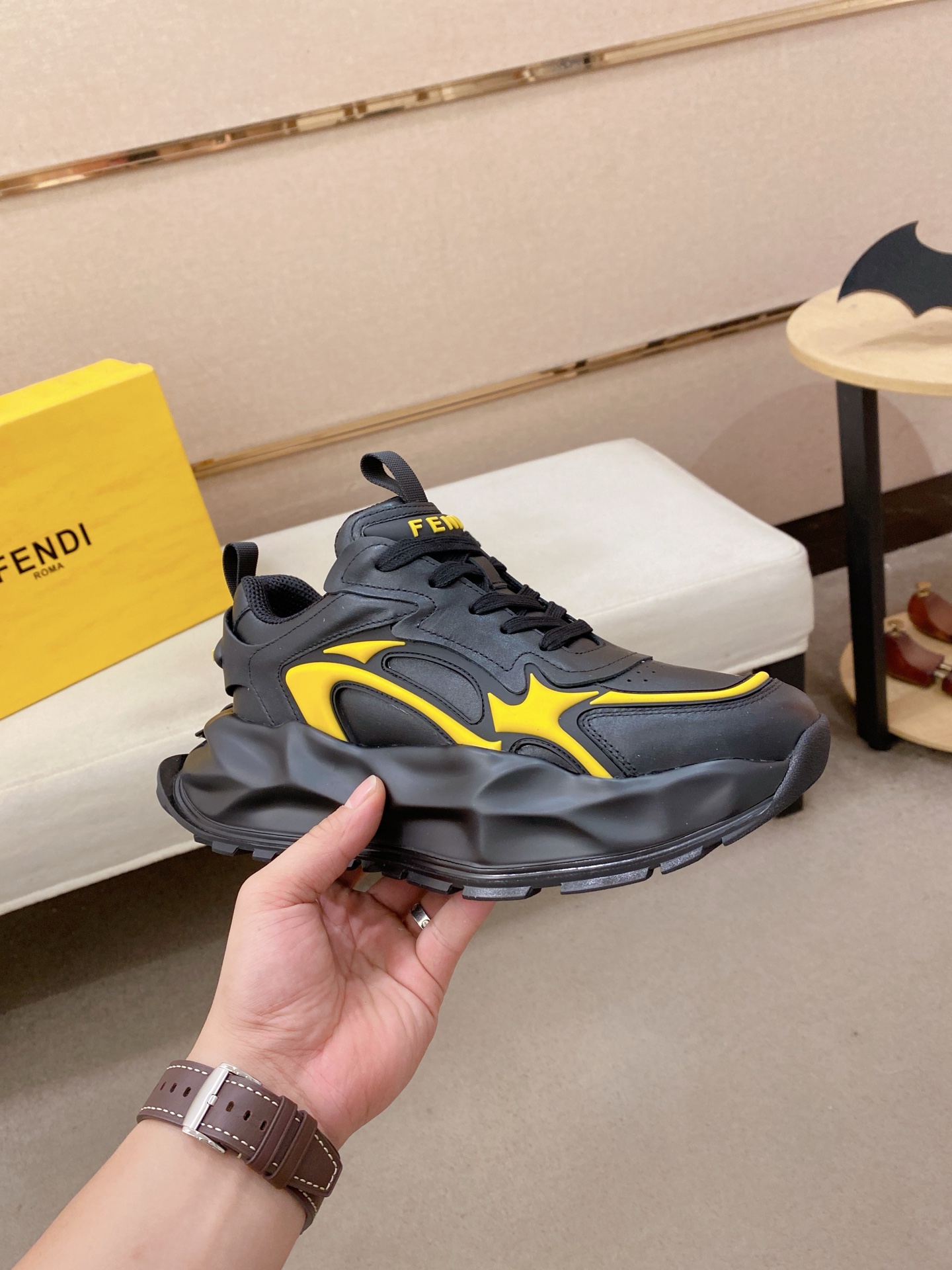 Fendi Flow Chunky Sneakers Black/Yellow