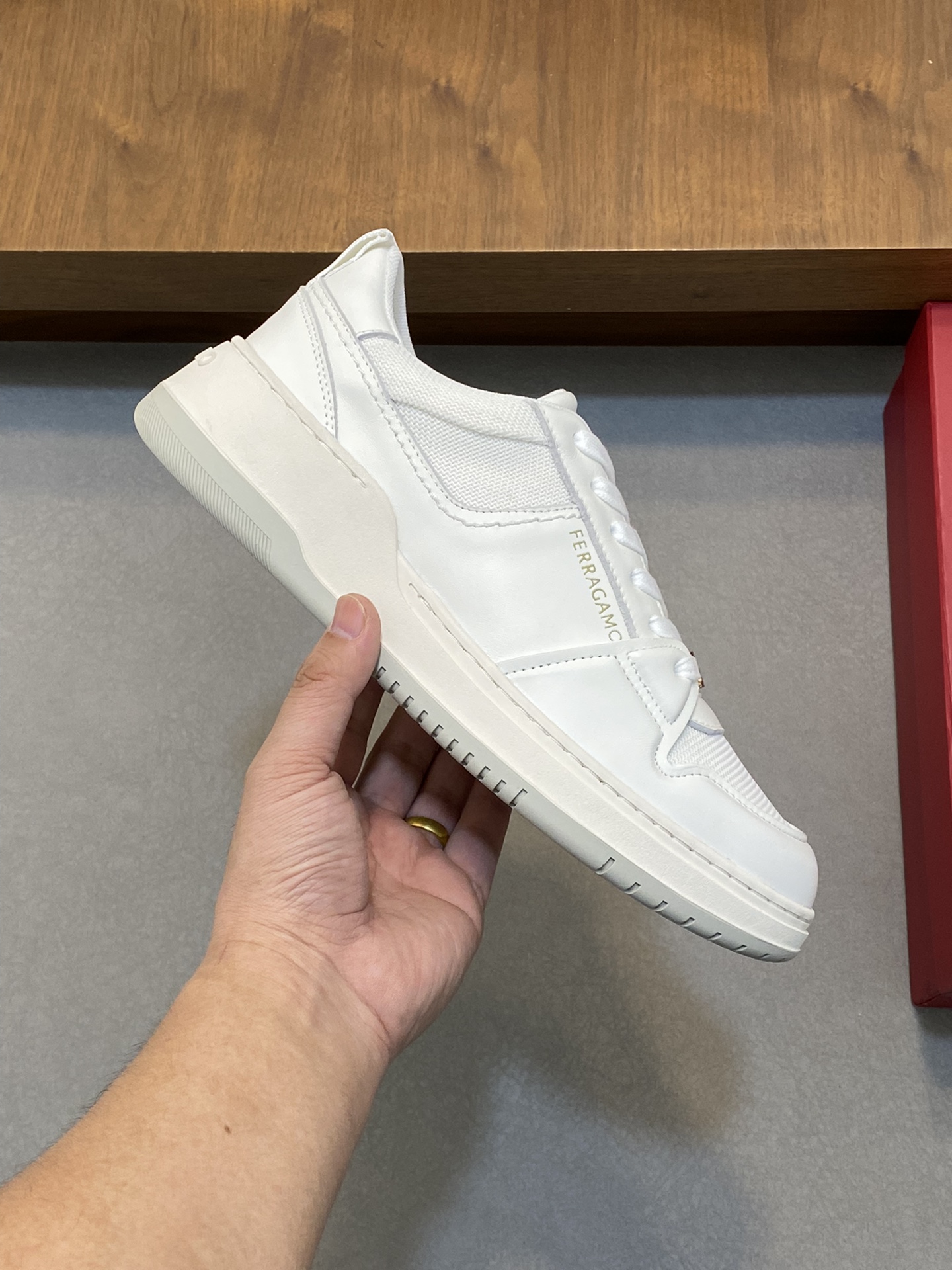 Ferragamo Logo Low-Top Sneakers White