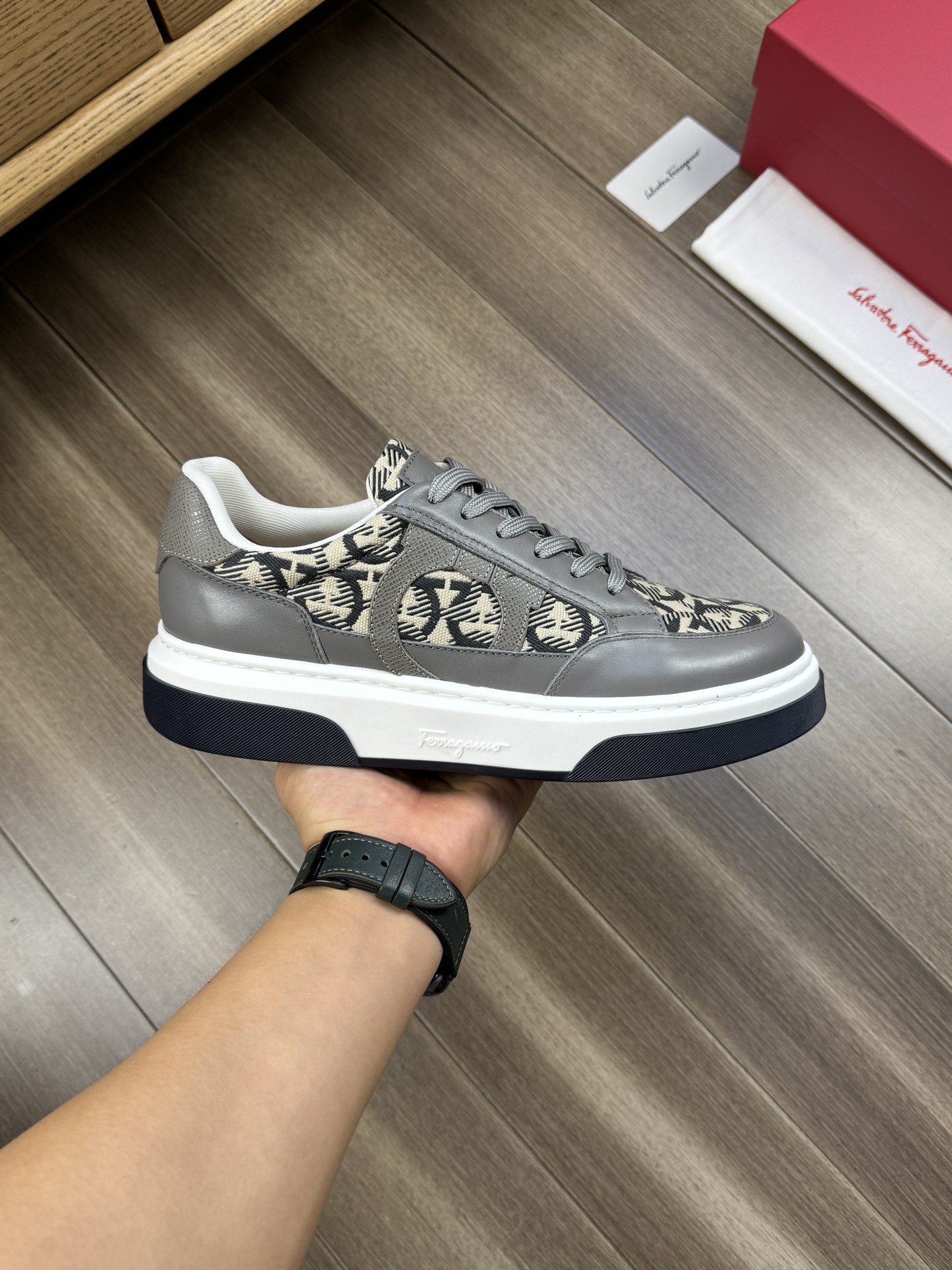 Ferragamo Gancini Canvas Sneakers Grey