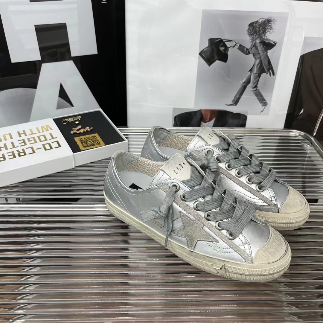 Golden Goose V-Star2 Canvas Sneakers Silver