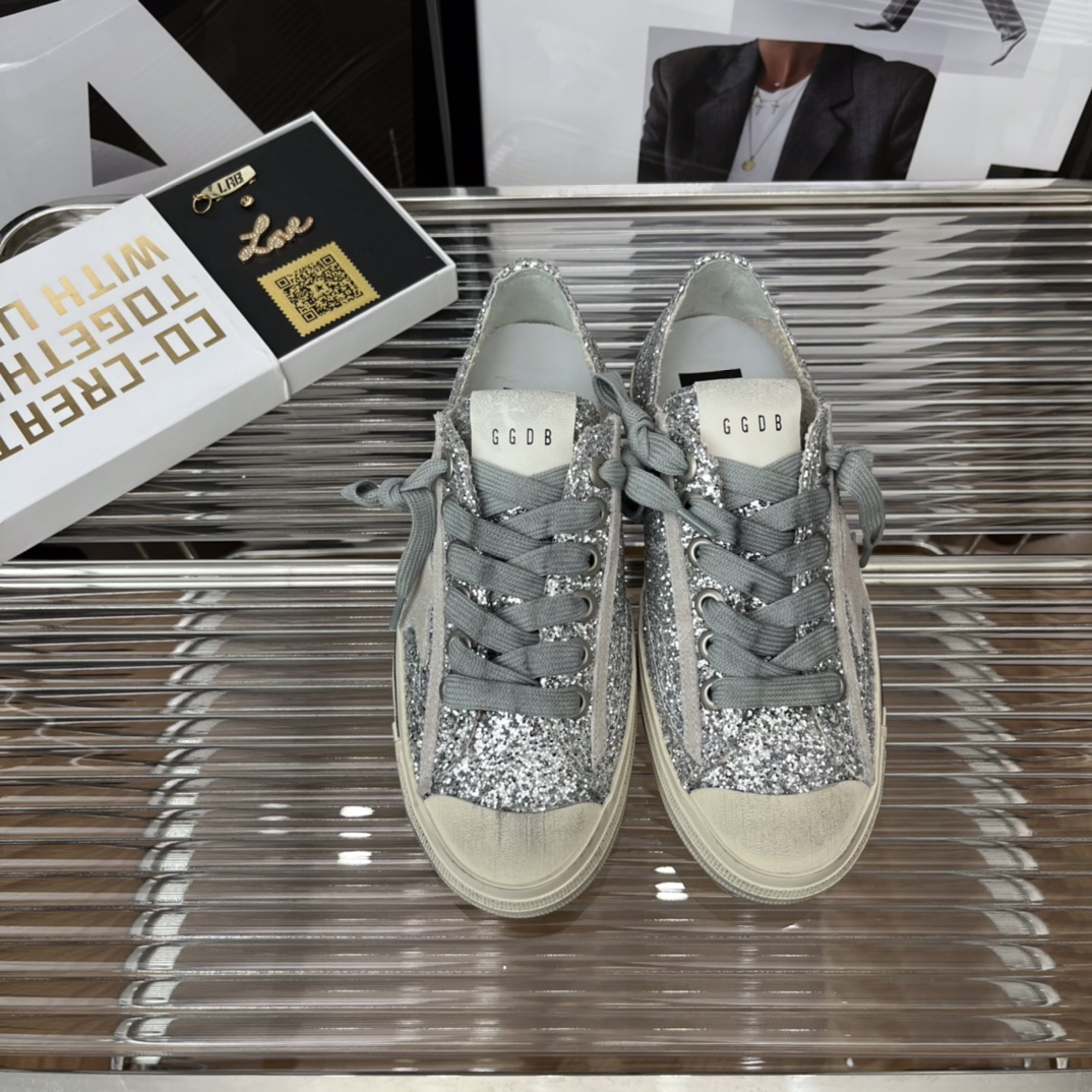 Golden Goose VSTAR2 Glitter Sneakers Silver