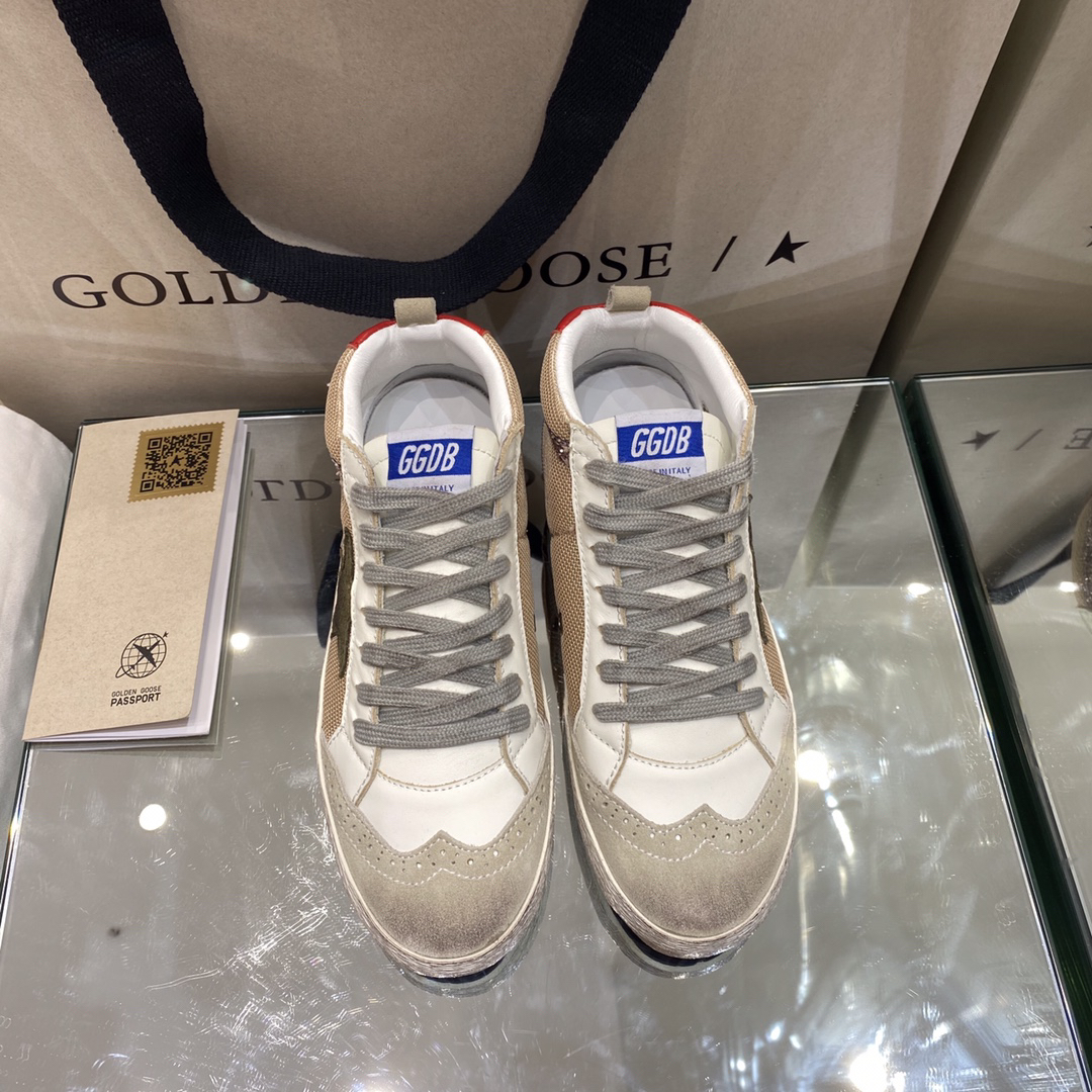 Golden Goose Superstar Mid Top Sneakers Beige/Red