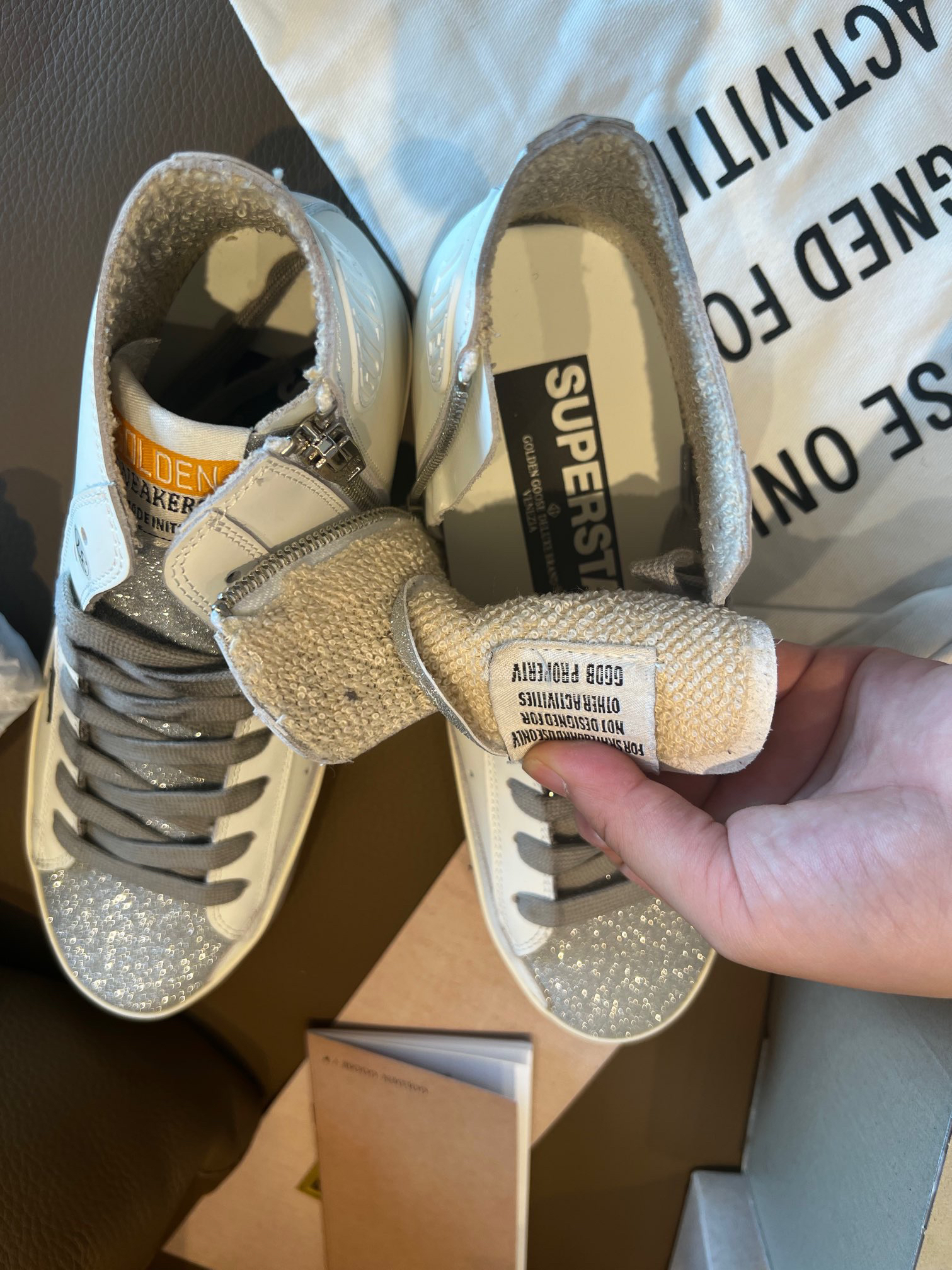 Golden Goose Superstar High-Top Sneakers White/Black/Silver