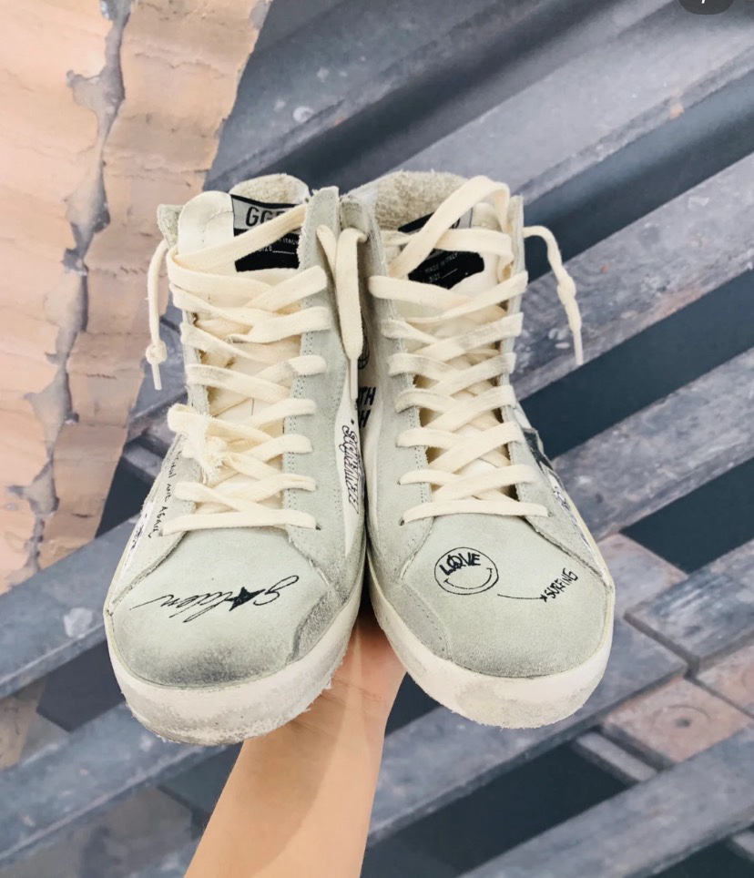 Golden Goose Superstar High-Top Graffiti Sneakers Grey