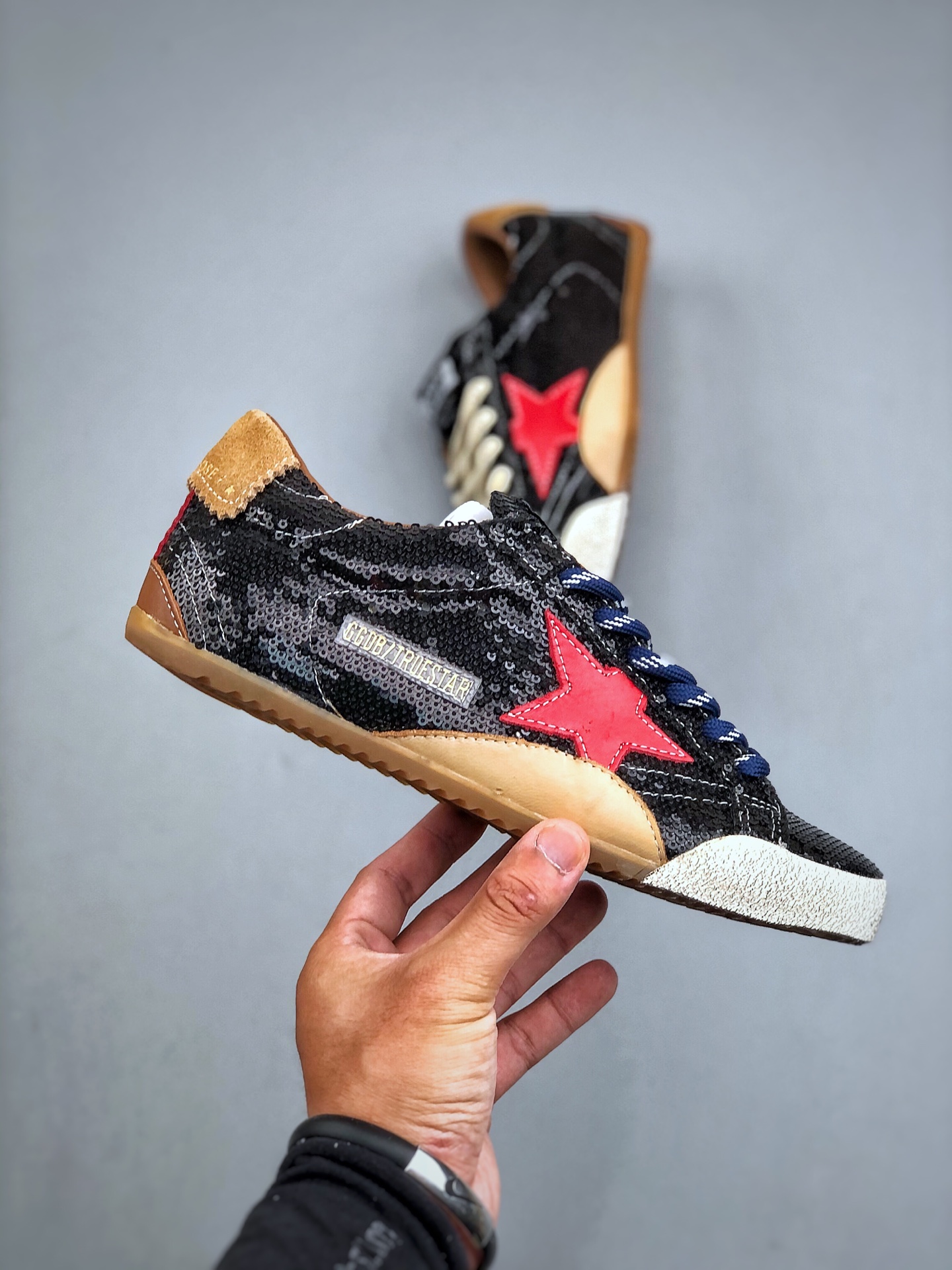 Golden Goose True Star Sequin Sneakers Black/Red