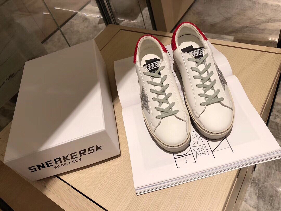Golden Goose Hi Star Platform Sneakers White/Silver/Red