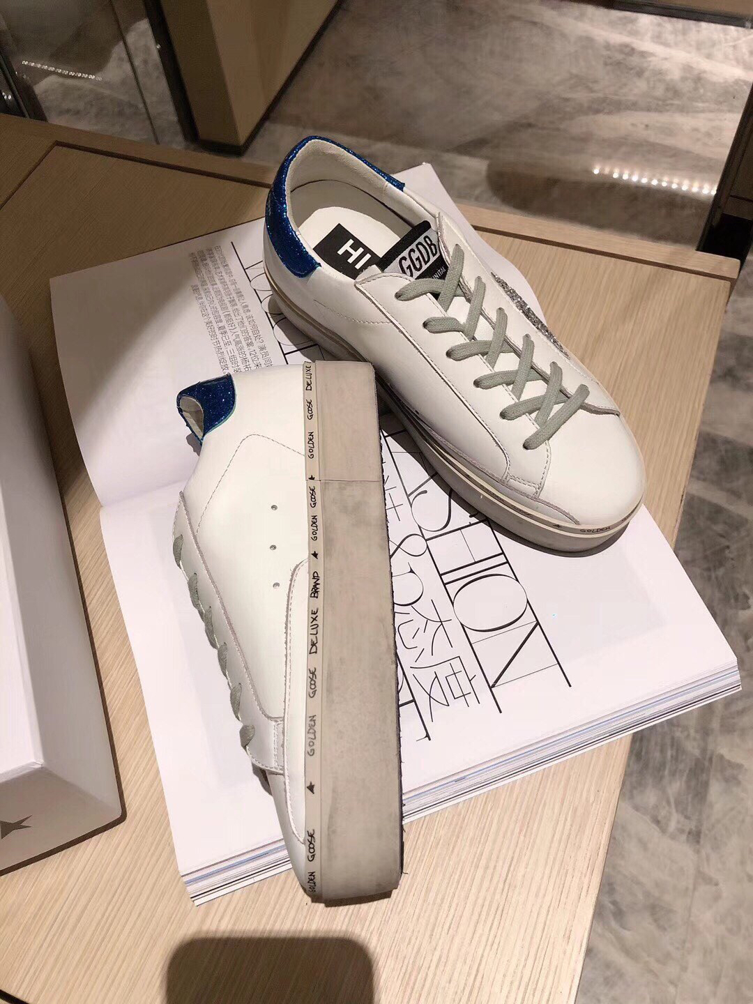 Golden Goose Hi Star Platform Sneakers Blue/Silver