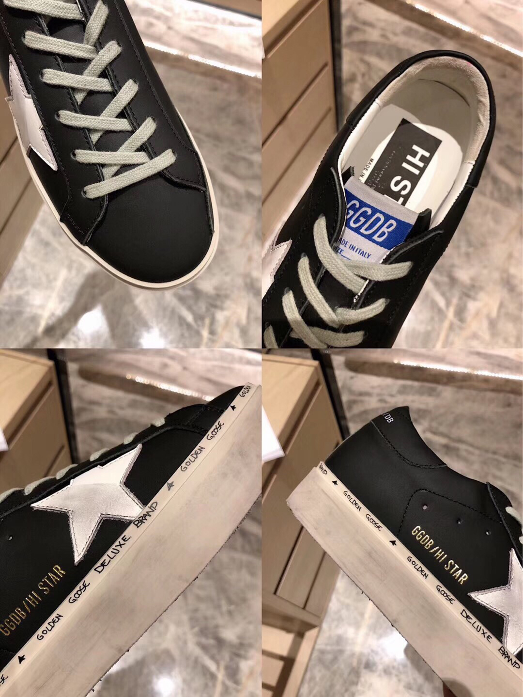 Golden Goose Hi Star Platform Sneakers Black/White