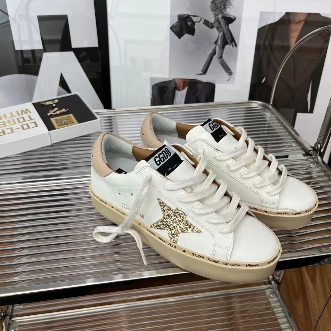 Golden Goose Hi Star Platform Sneakers White/Beige/Gold