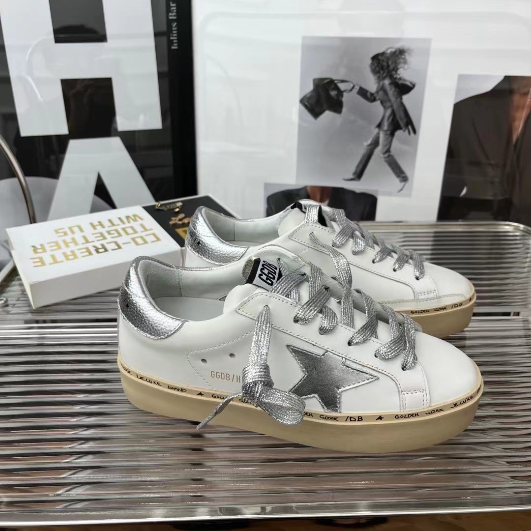 Golden Goose Hi Star Platform Sneakers Silver/White