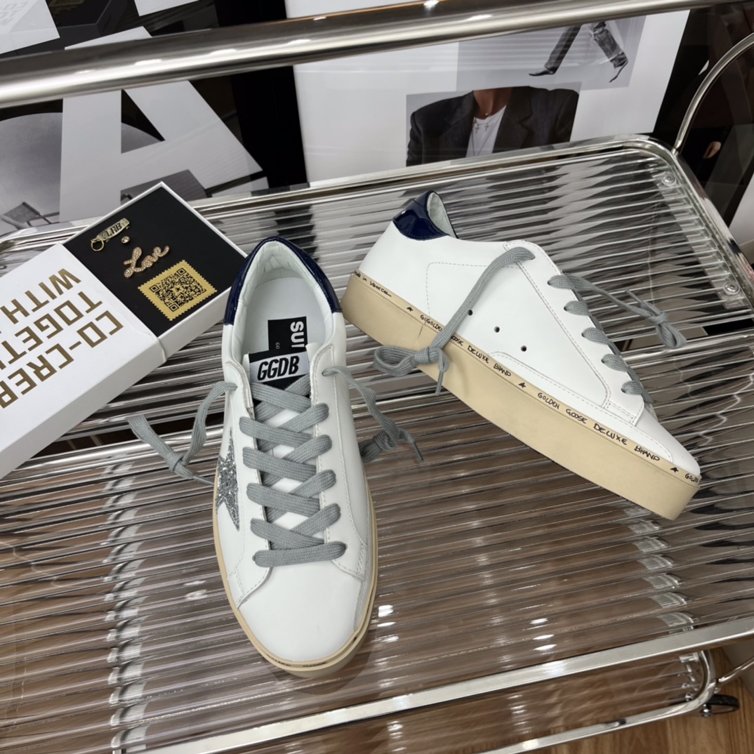 Golden Goose Hi Star Platform Sneakers White/Navy