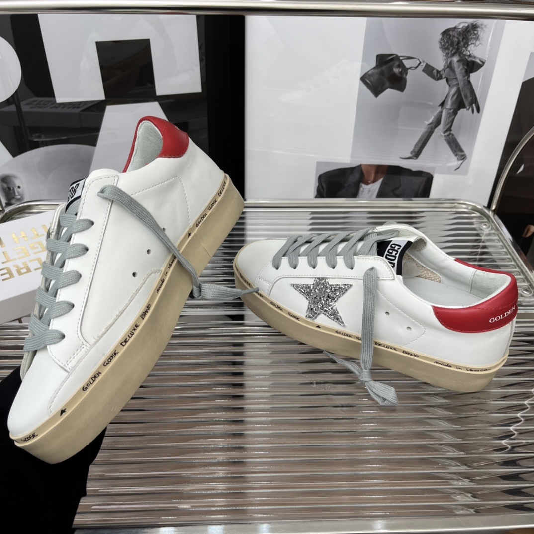Golden Goose Hi Star Platform Sneakers White/Red