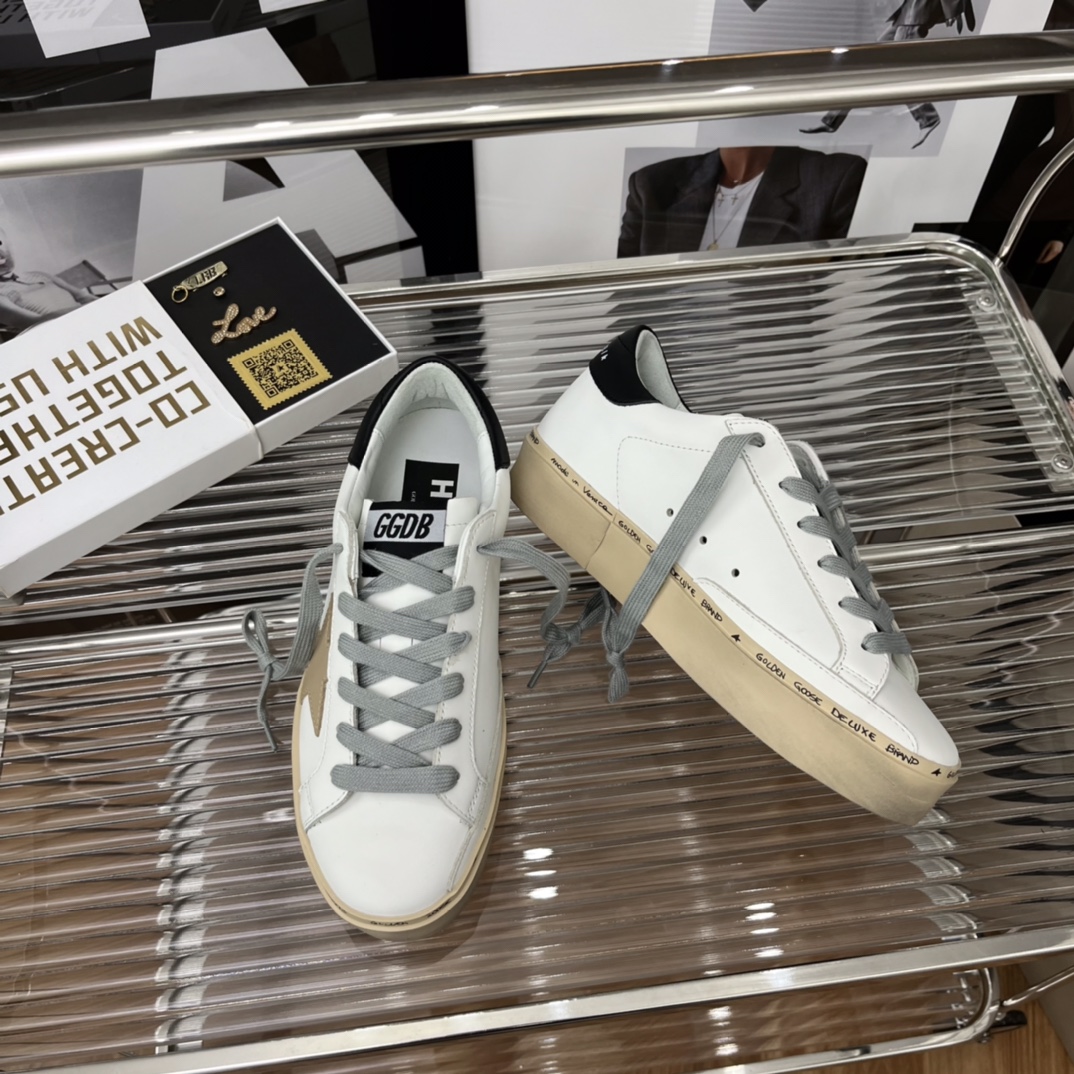 Golden Goose Hi Star Platform Sneakers White/Beige/Black