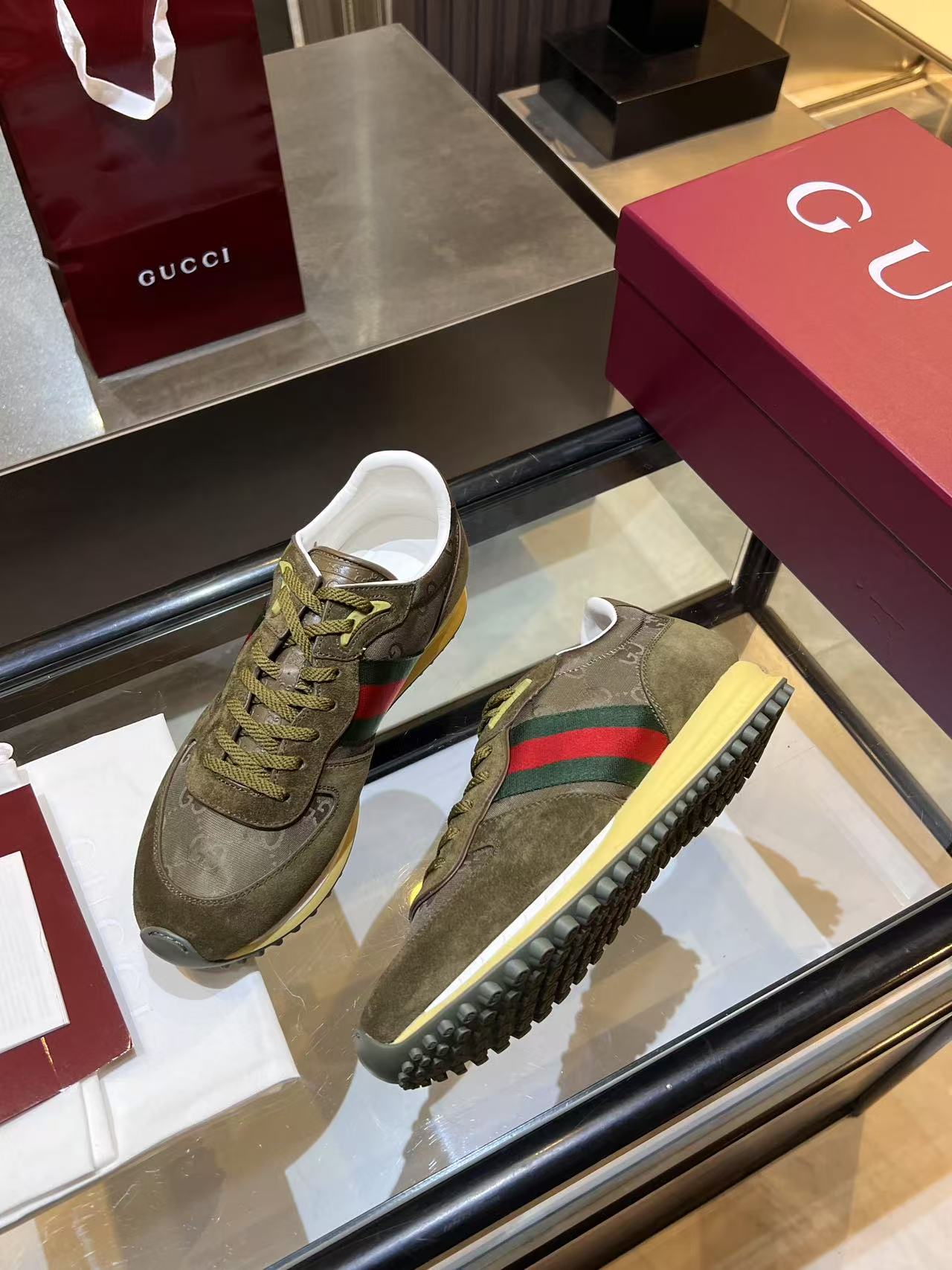 Gucci Re-Motion Platform Sneakers Olive