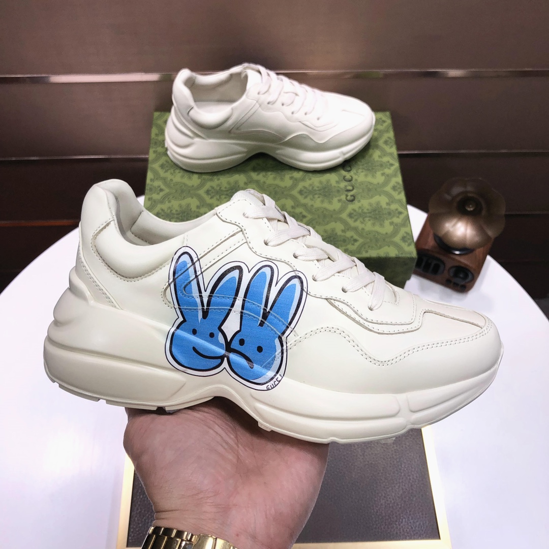 Gucci Chunky Dad Sneakers Blue Graphic Ivory