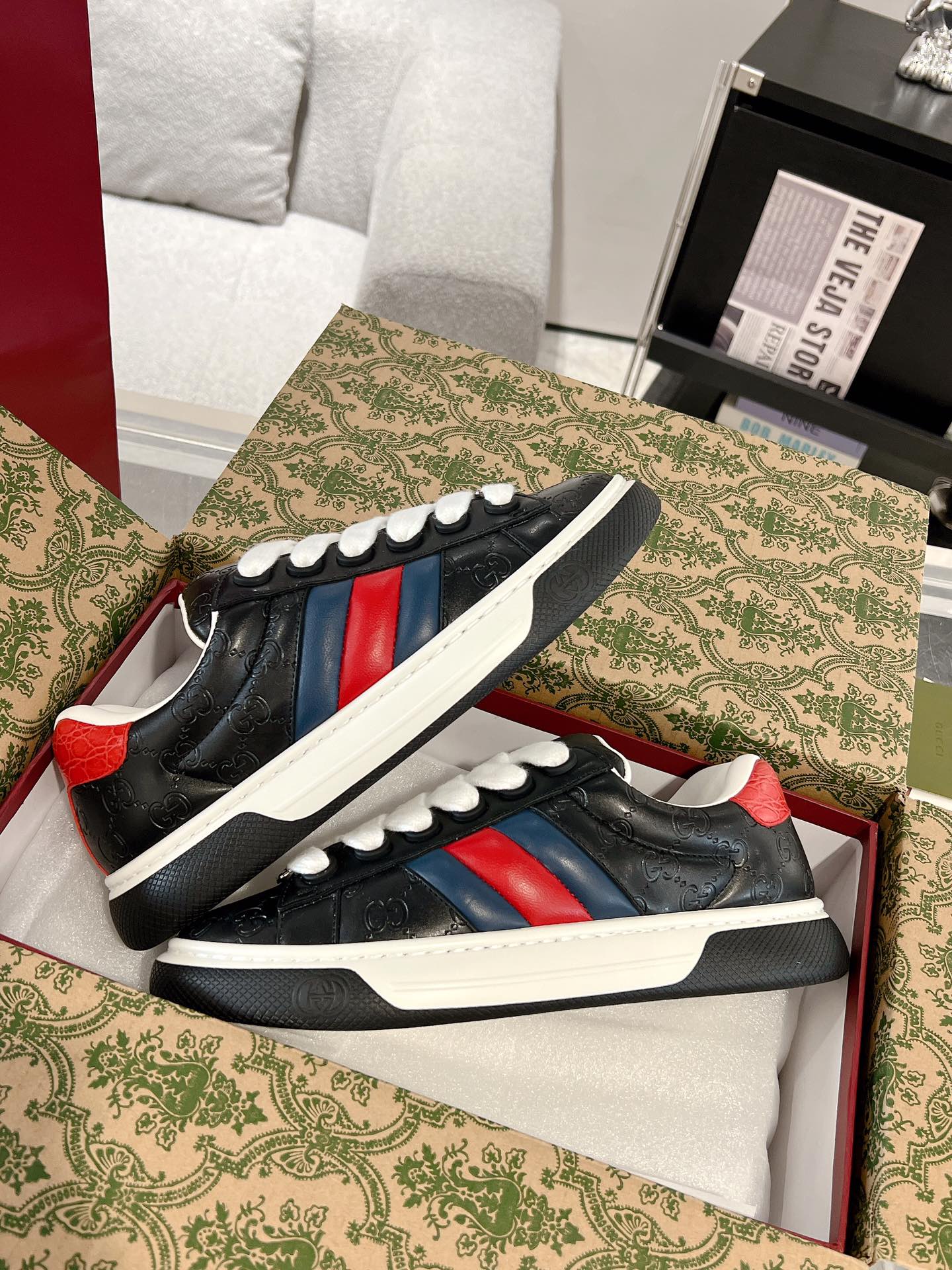 Gucci Ace Thick-Sole Sneakers Multicolor