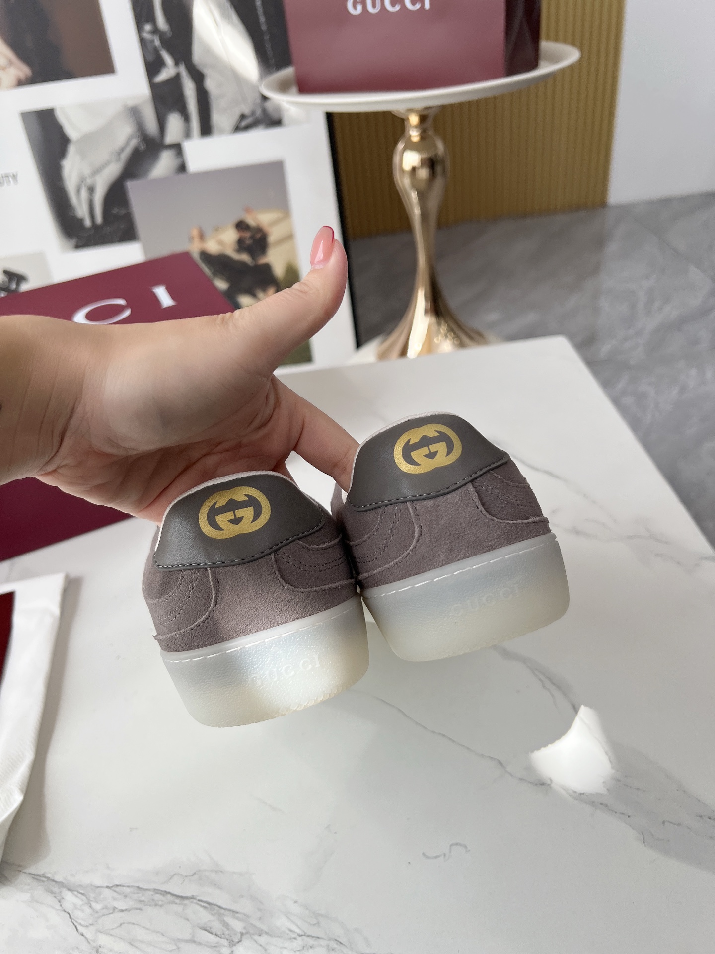 Gucci GG Suede Trainer Sneakers Gray