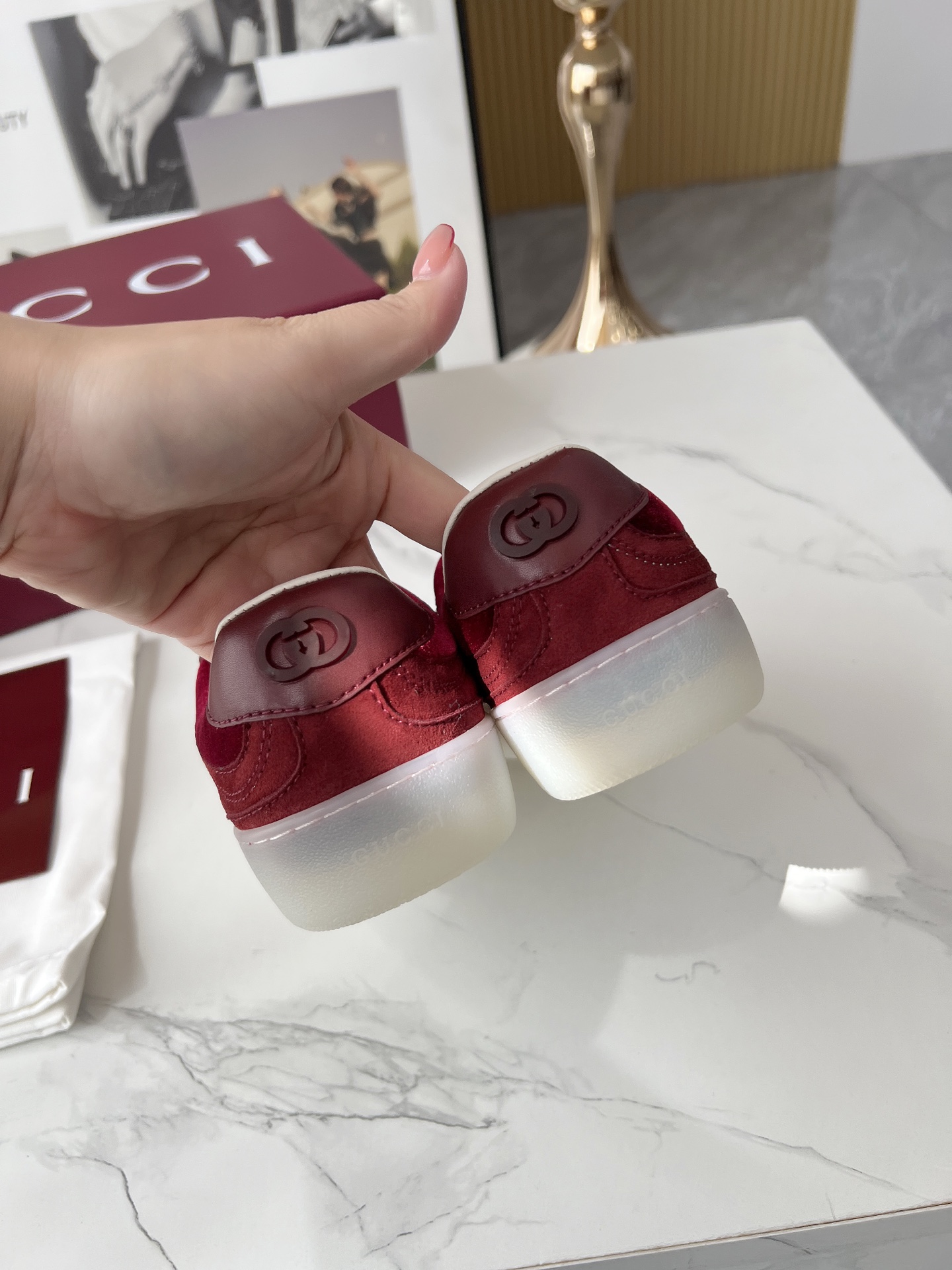 Gucci Double G Trainer Sneakers Burgundy