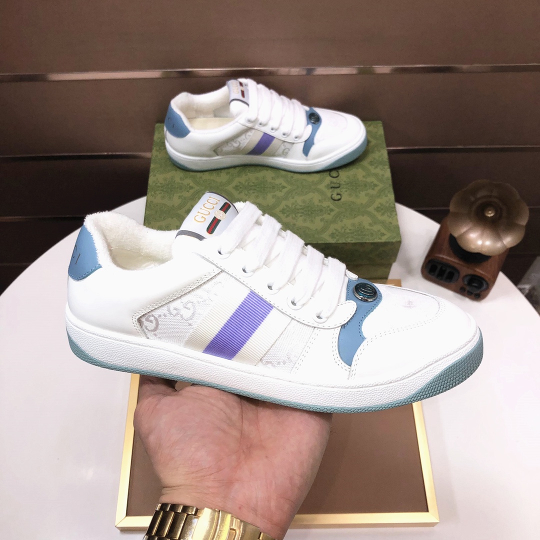 Gucci GG Canvas Low-Top Sneakers White/Blue