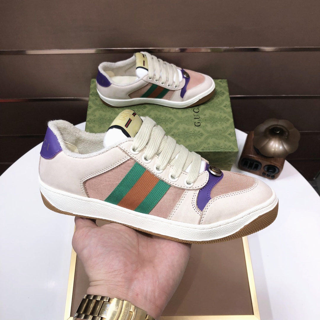 Gucci Web Stripe Low-Top Sneakers Beige Purple