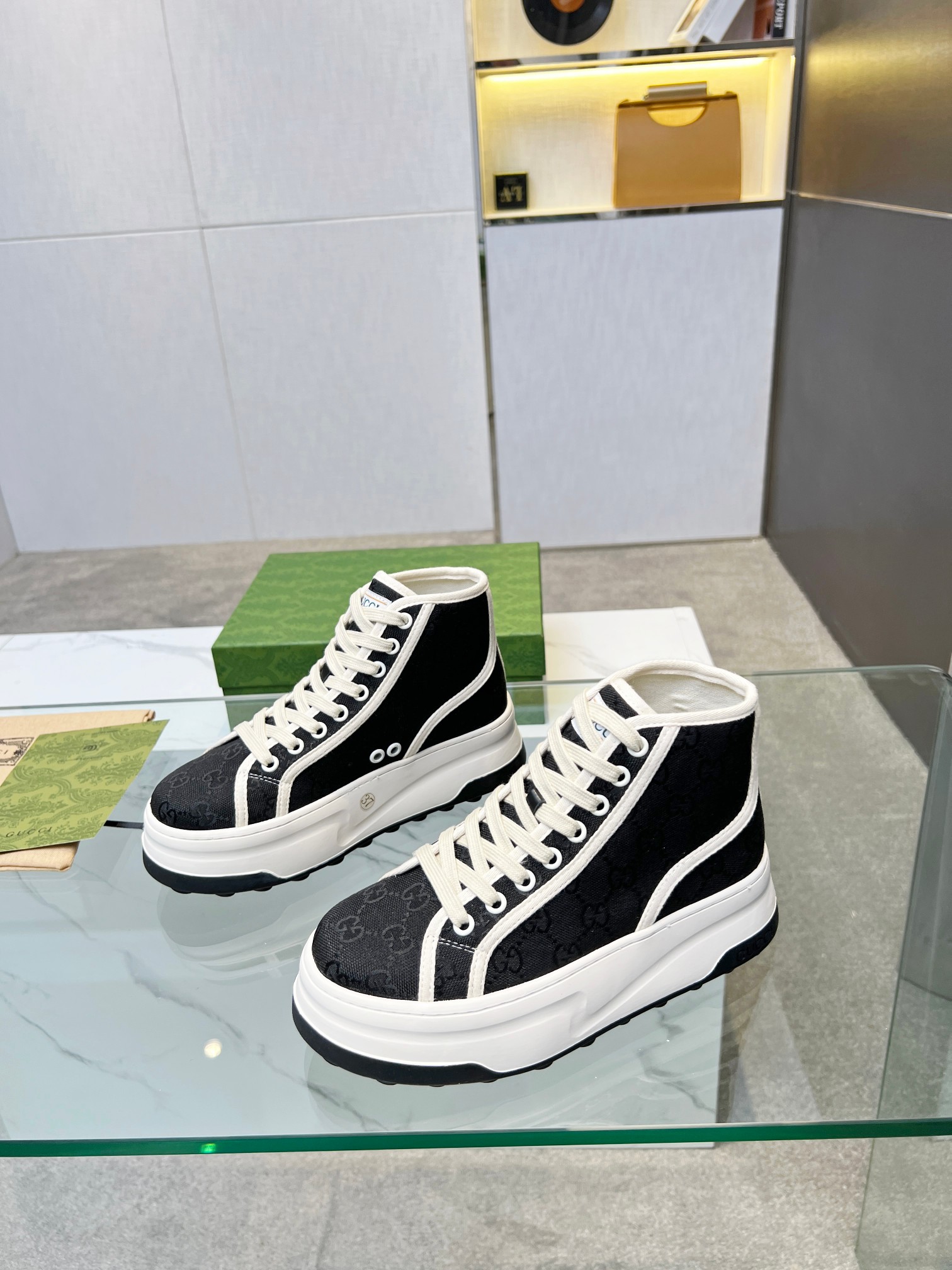 Gucci GG Platform High-Top Sneakers Black
