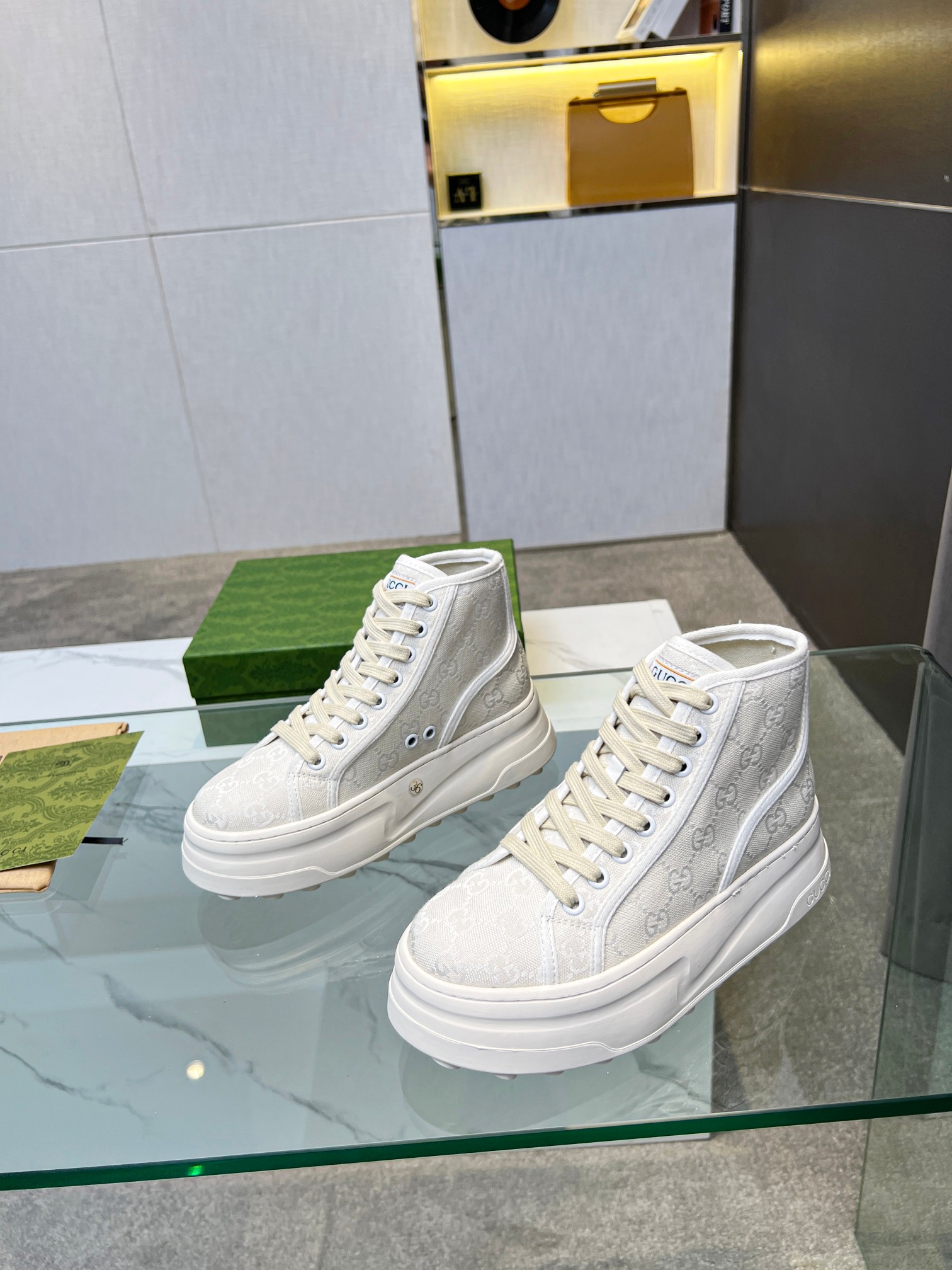 Gucci GG Platform High-Top Sneakers White