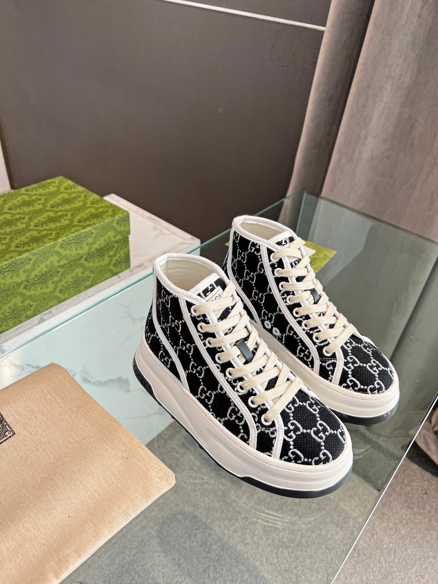 Gucci GG Platform High-Top Sneakers Black
