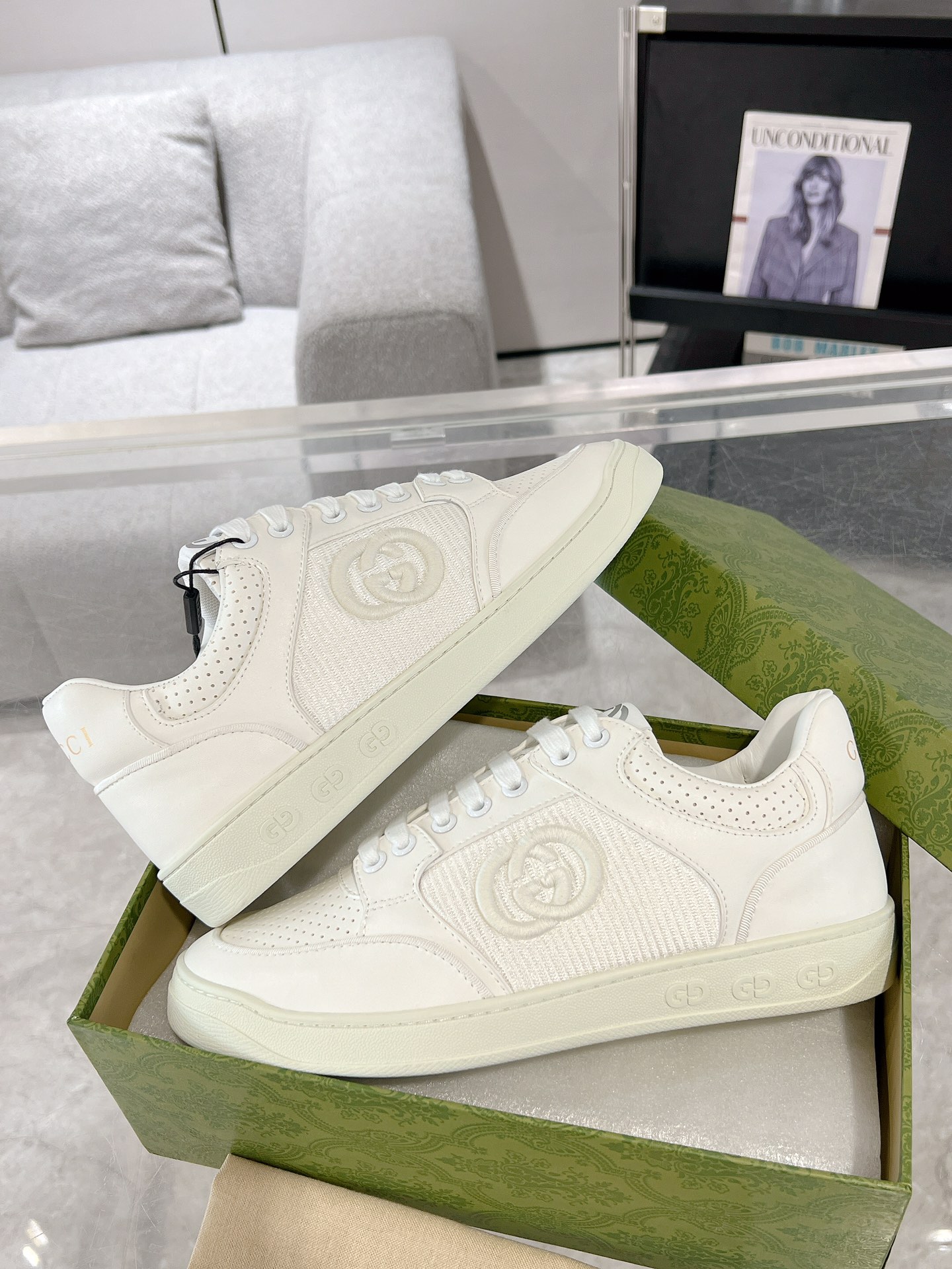 Gucci GG Panel Low-Top Sneakers White