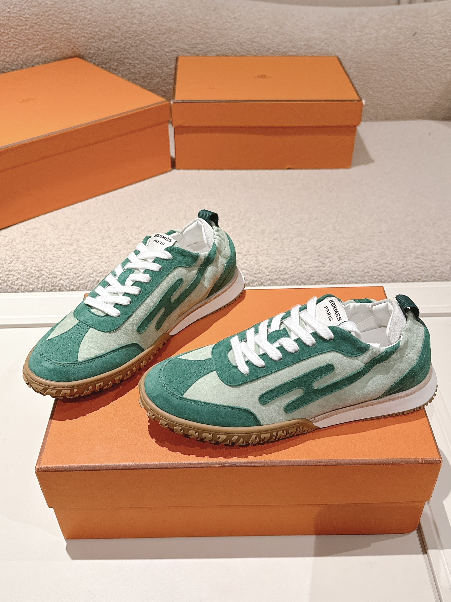 Hermes Suede H Sneaker Green