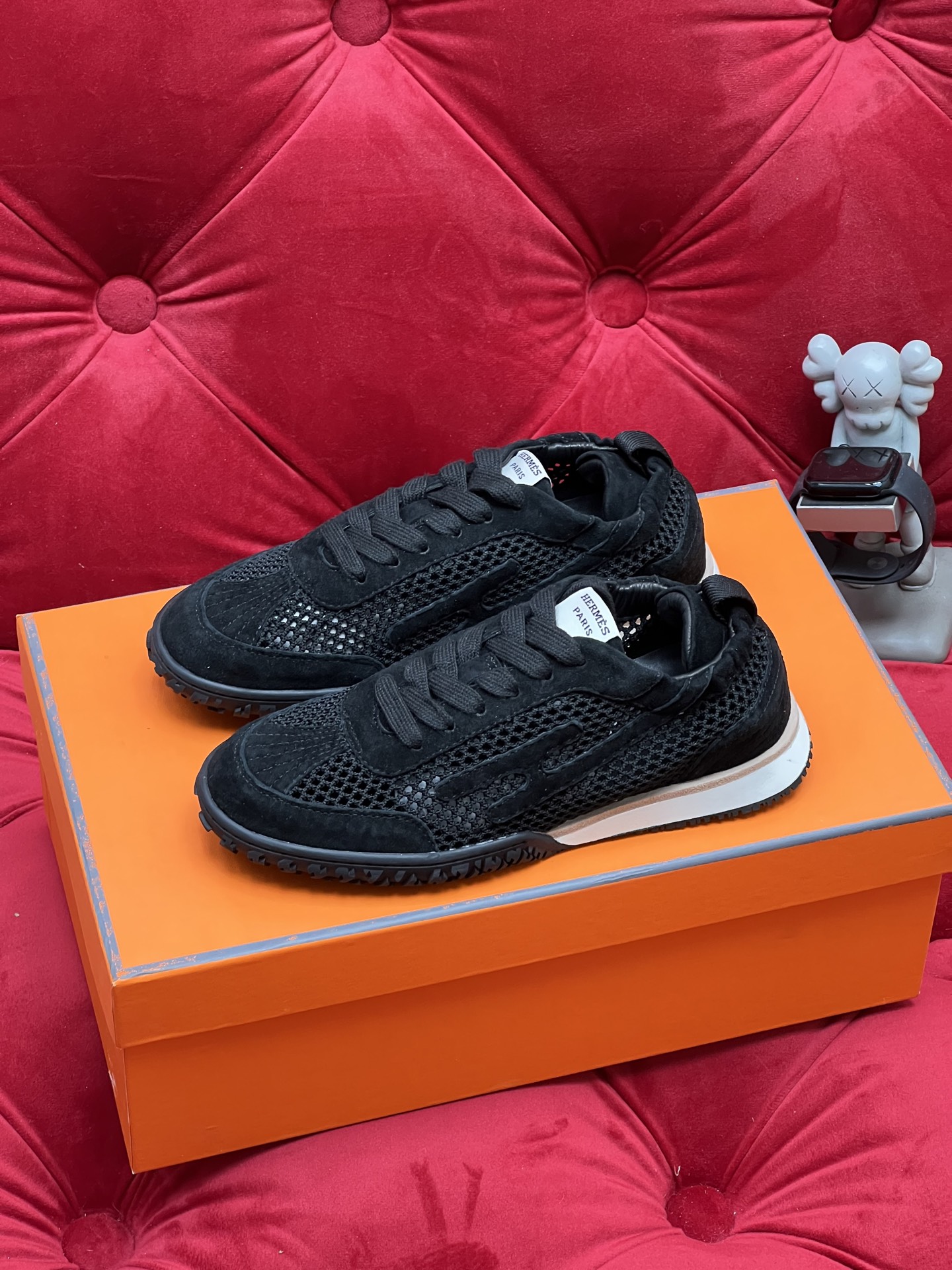 Hermes Jet Suede Mesh Sneakers Black