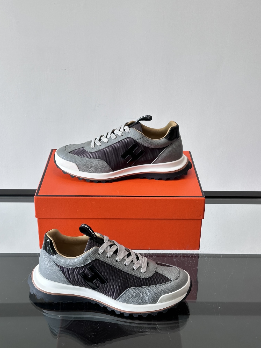 Hermes Hugo Platform Sneakers Grey/Black